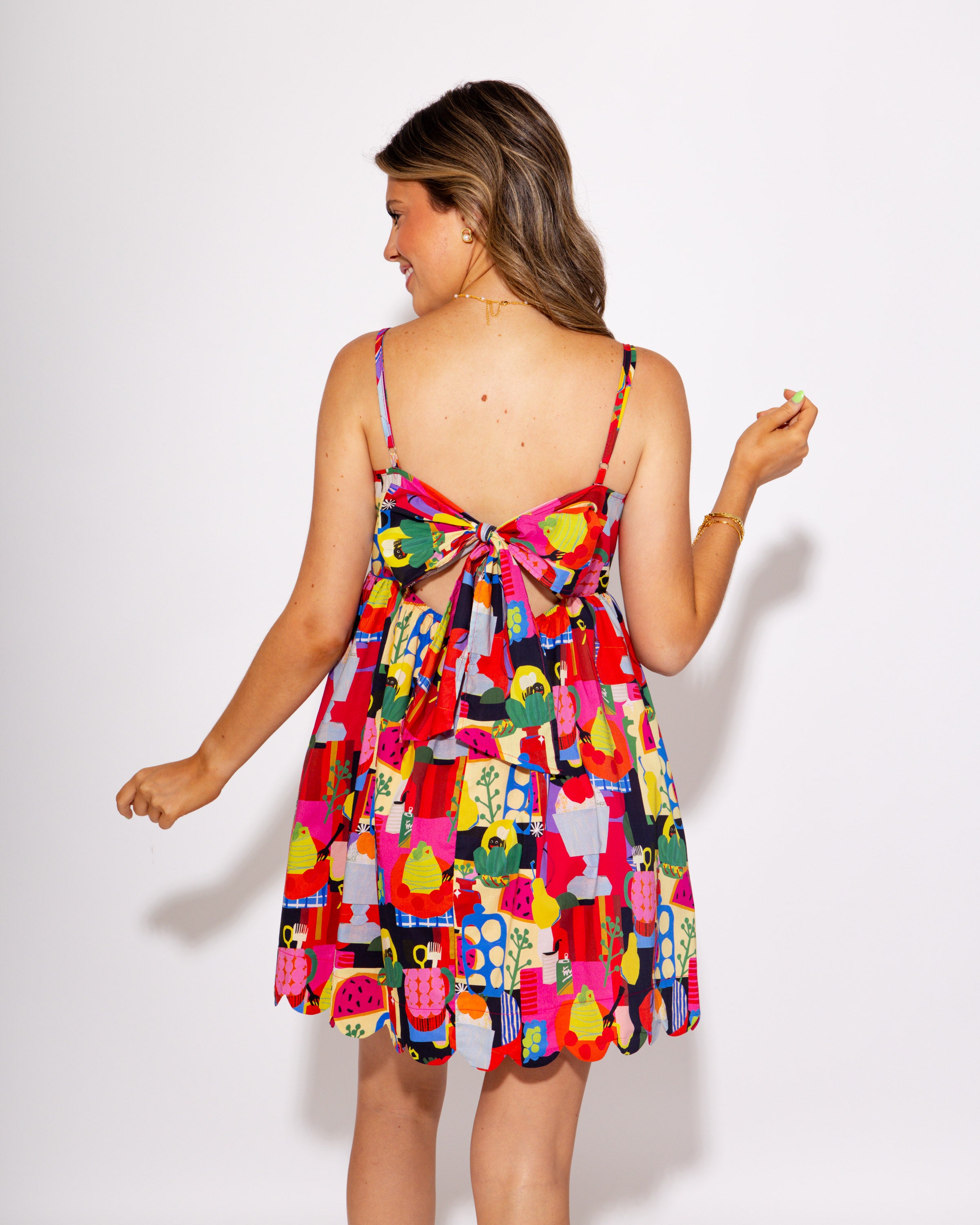 Color Pop Abstract Scallop Mini Dress