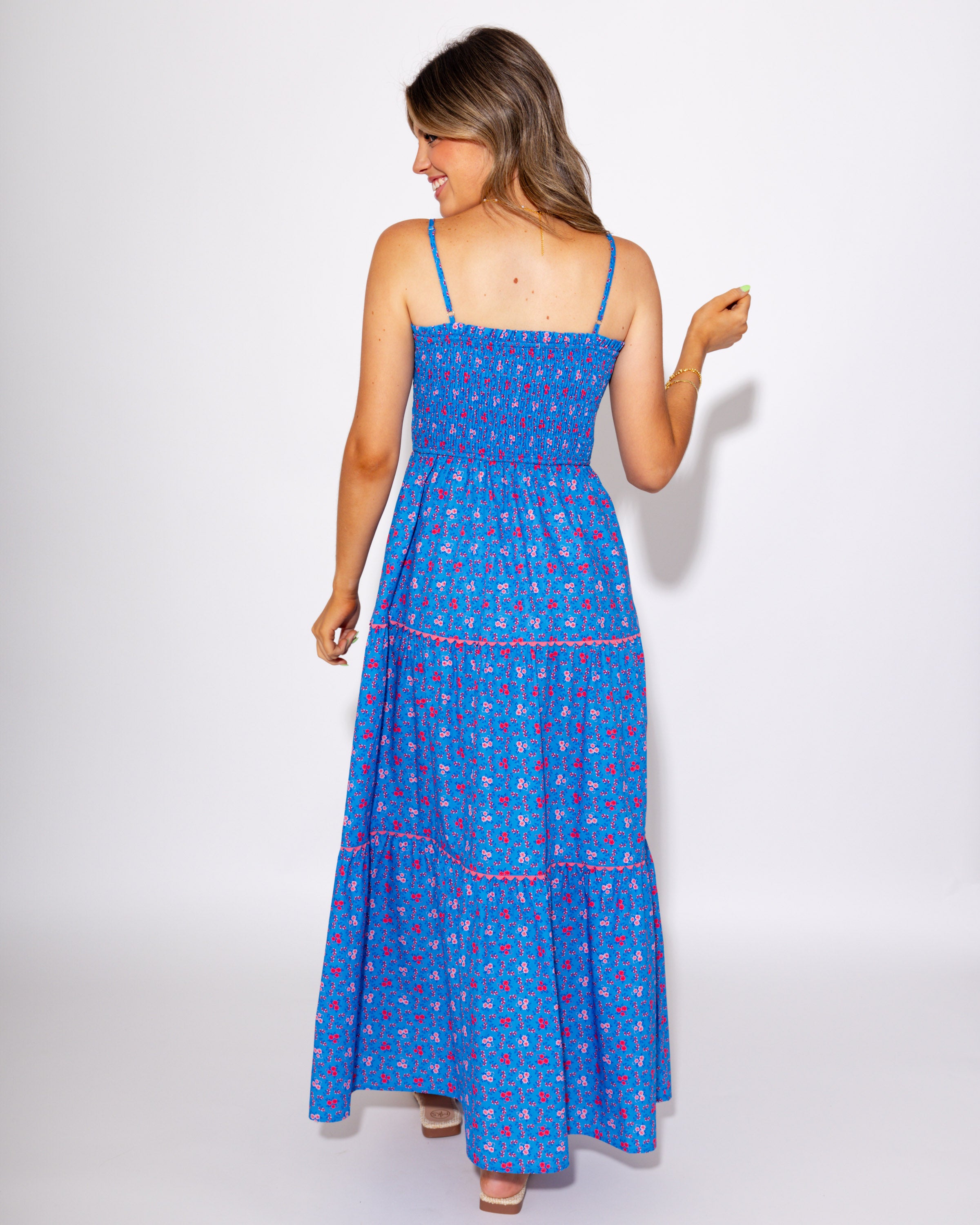 Strappy Bow Front Tiered Maxi Dress