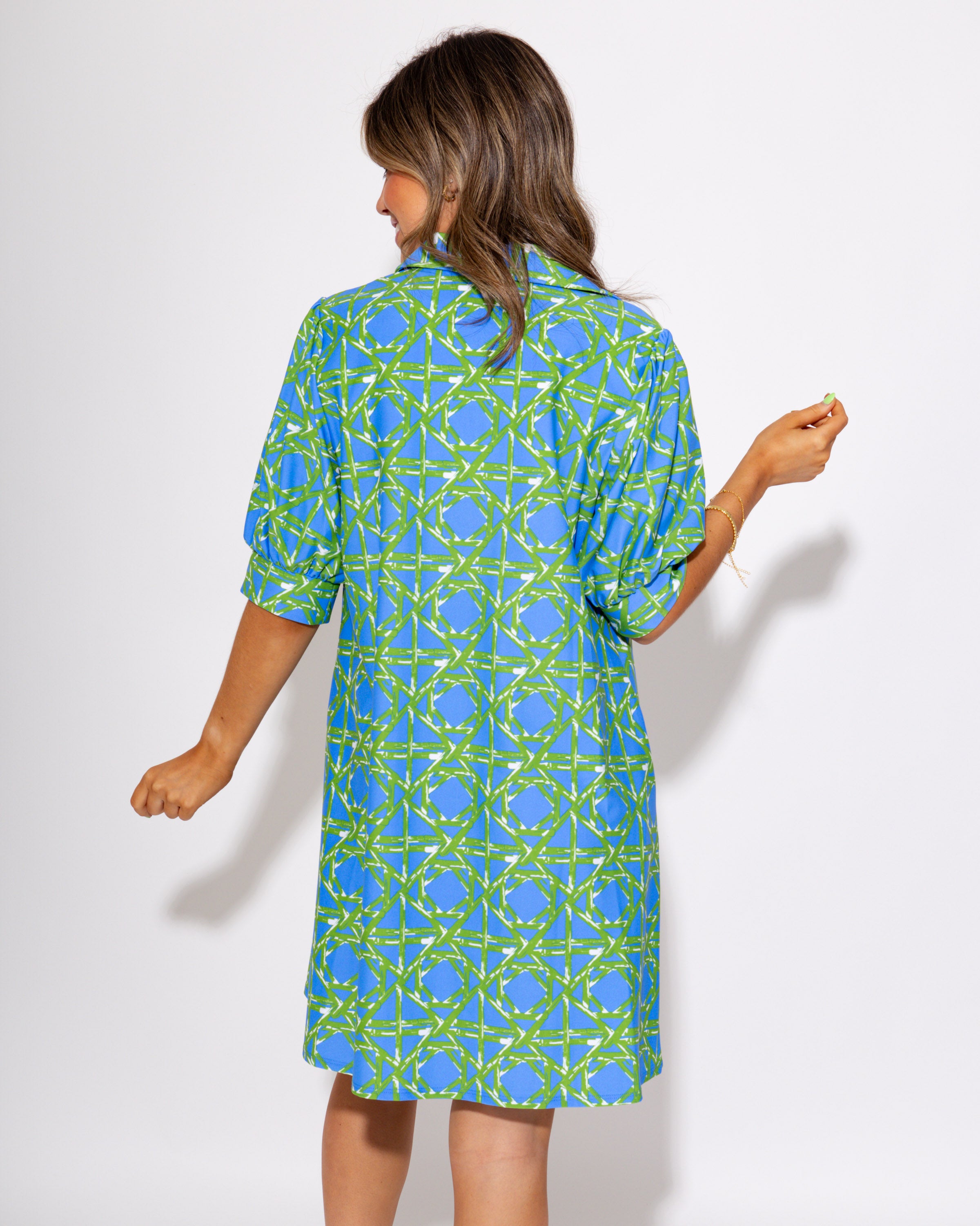 Jude Connally | Emerson Dress in Bamboo Rattan Cornflower
