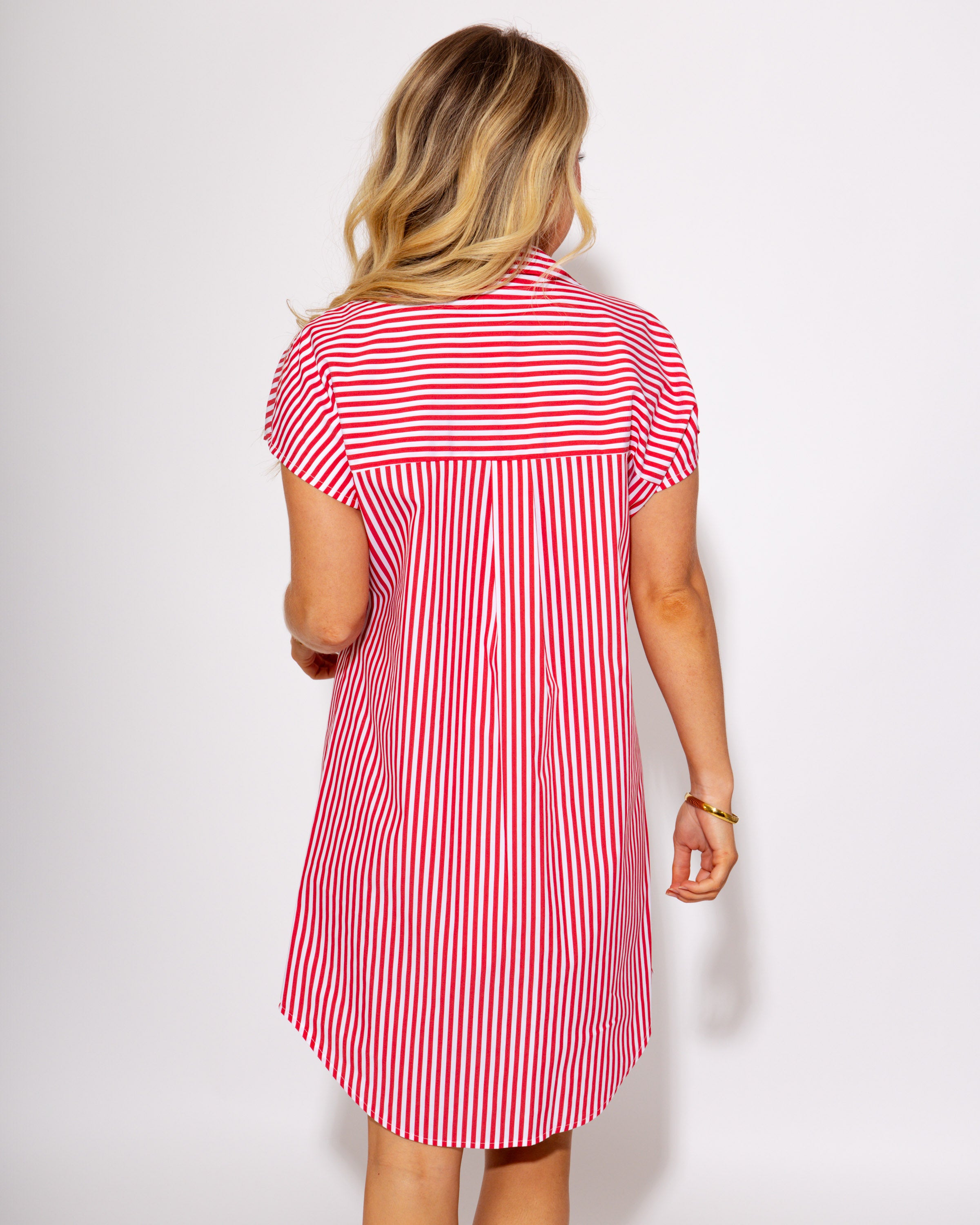 Jude Connally | Carter Dress in Cotton Stripe Red