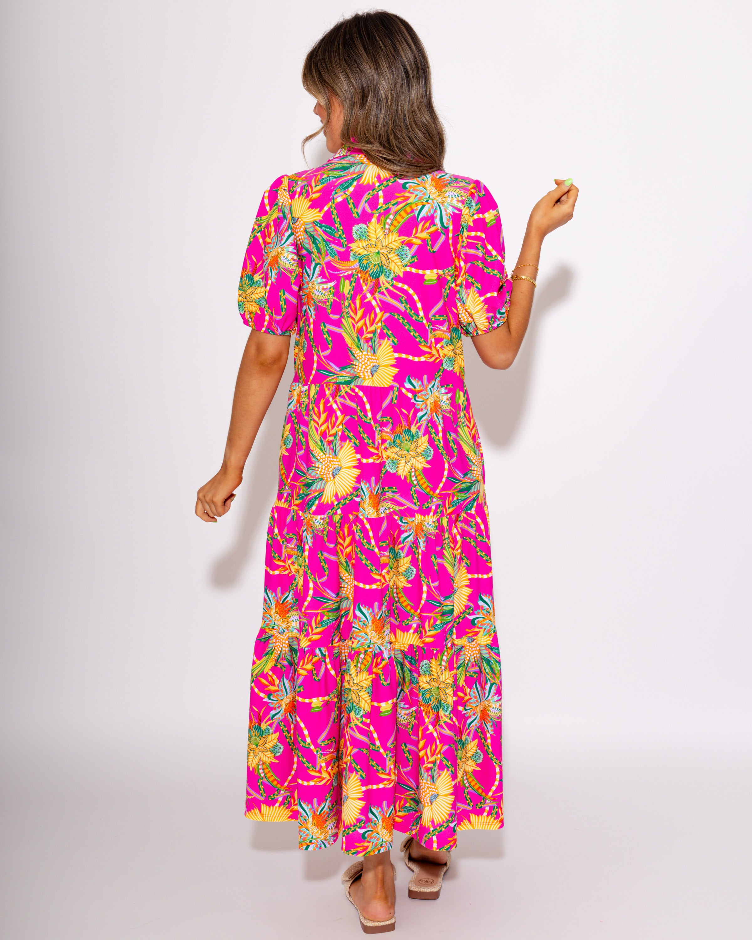Jude Connally | Portia Dress in Peacock Floral Pink
