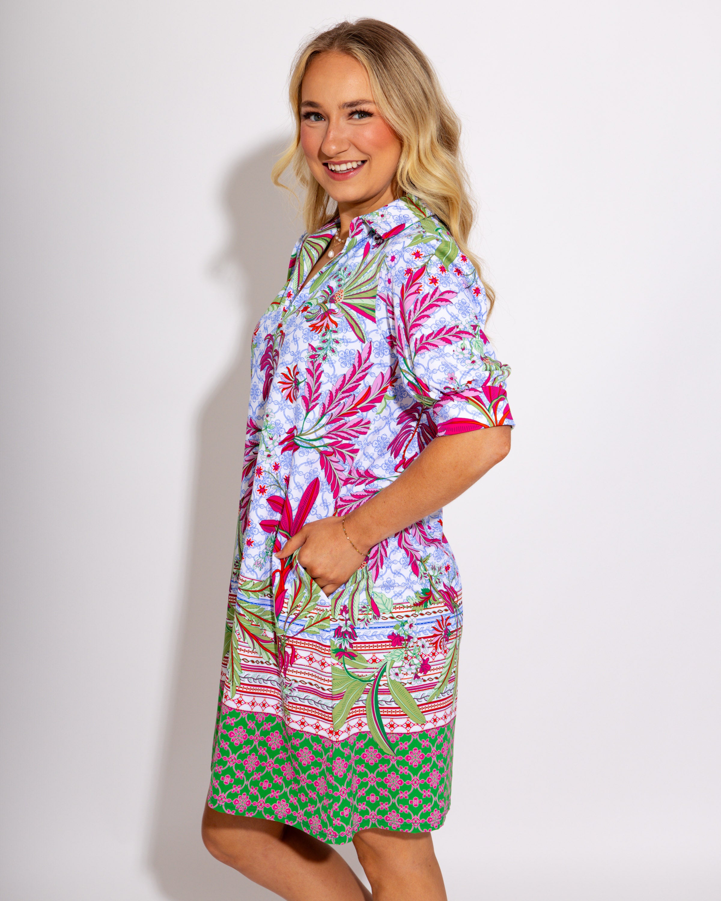Jude Connally | Emerson Dress in Palm Royal White