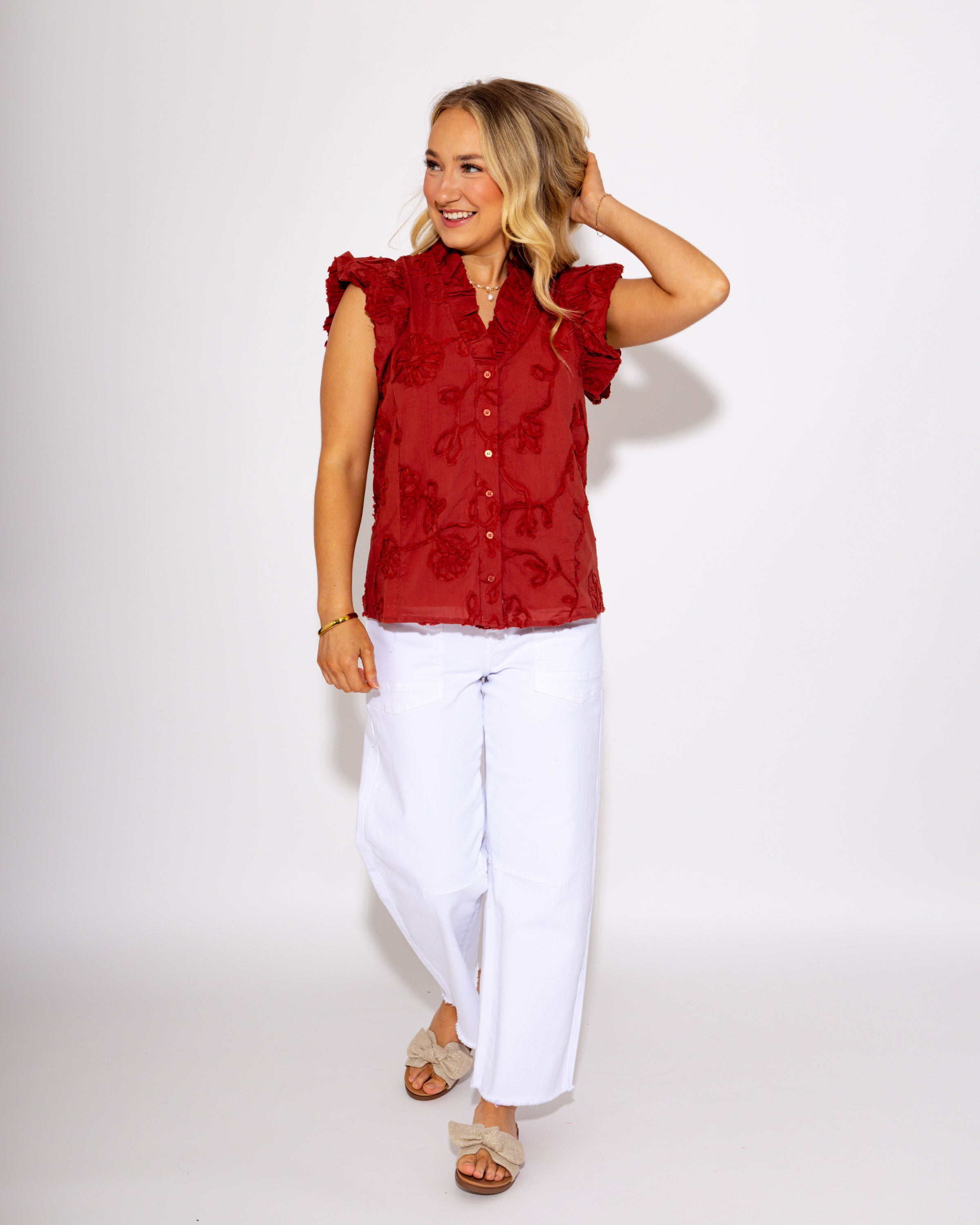 Chestnut Ruffle Top
