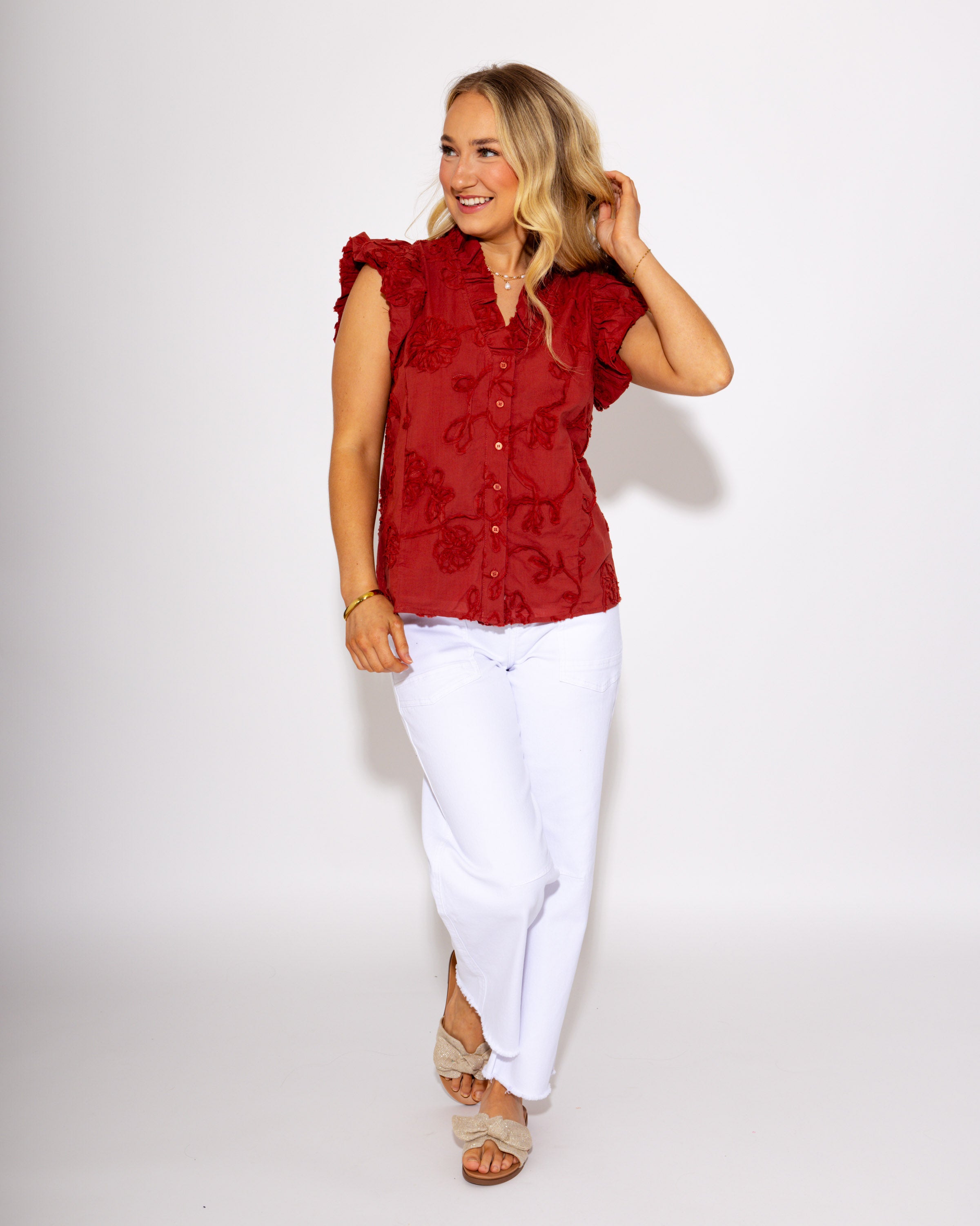 Chestnut Ruffle Top
