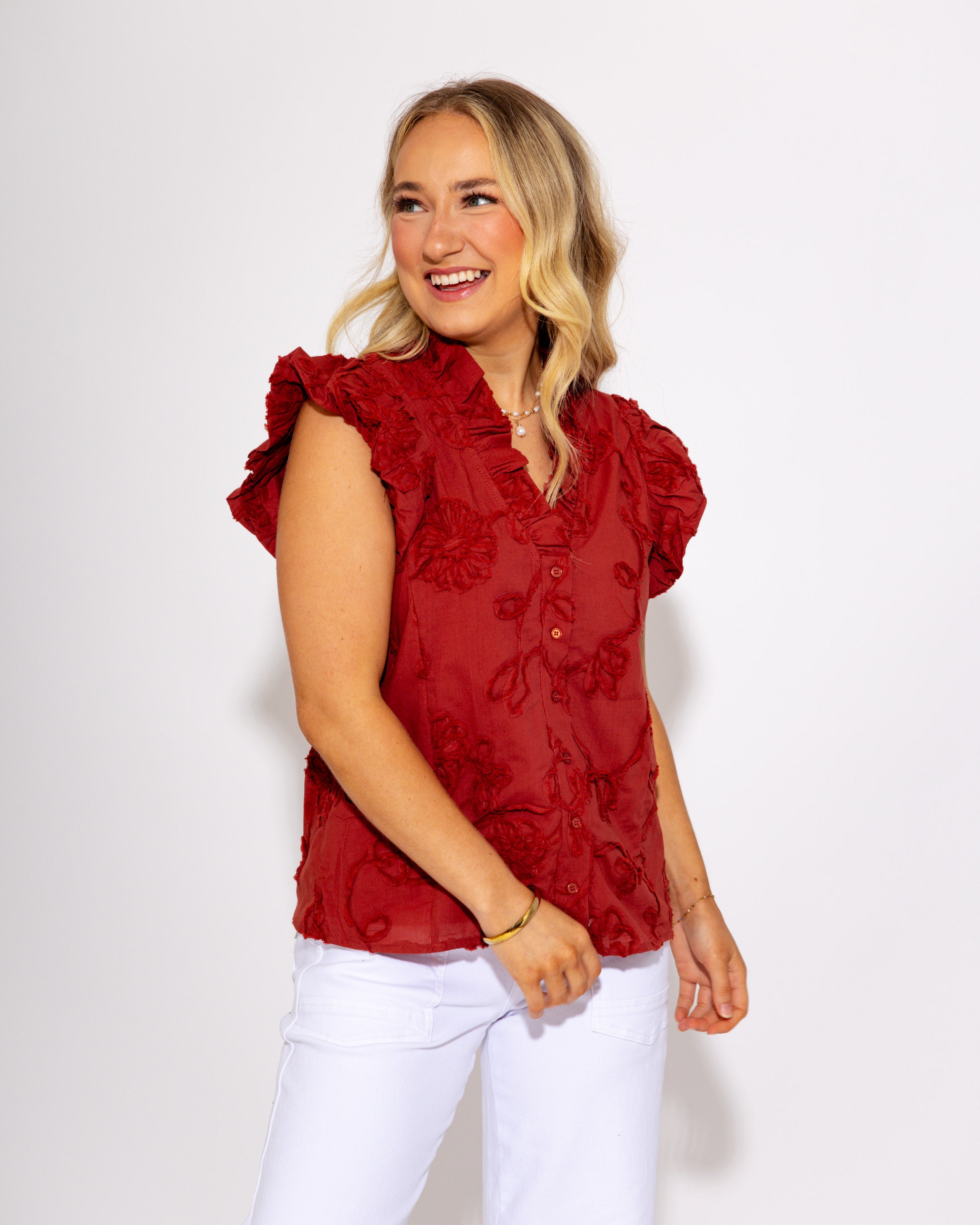 Chestnut Ruffle Top