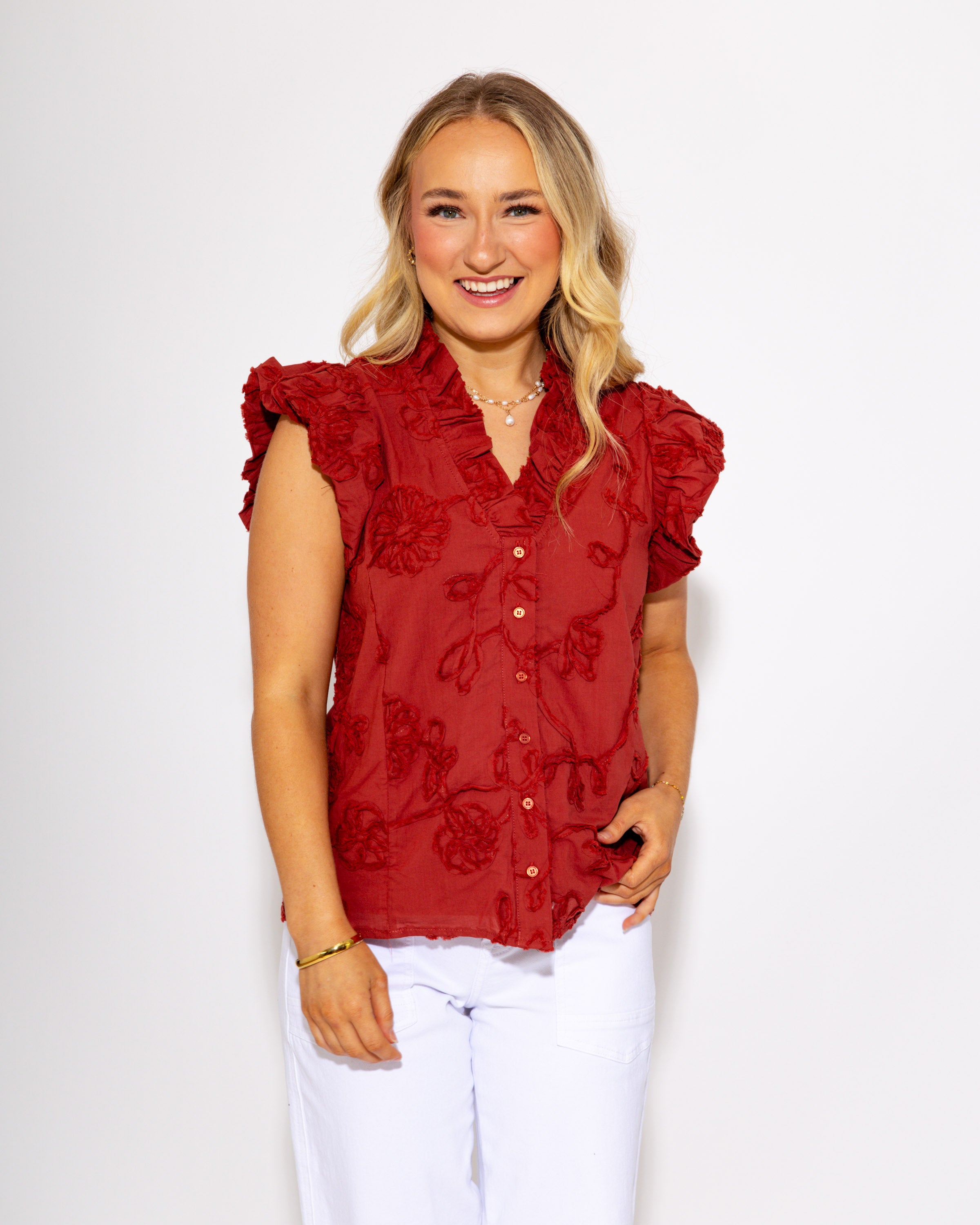 Chestnut Ruffle Top