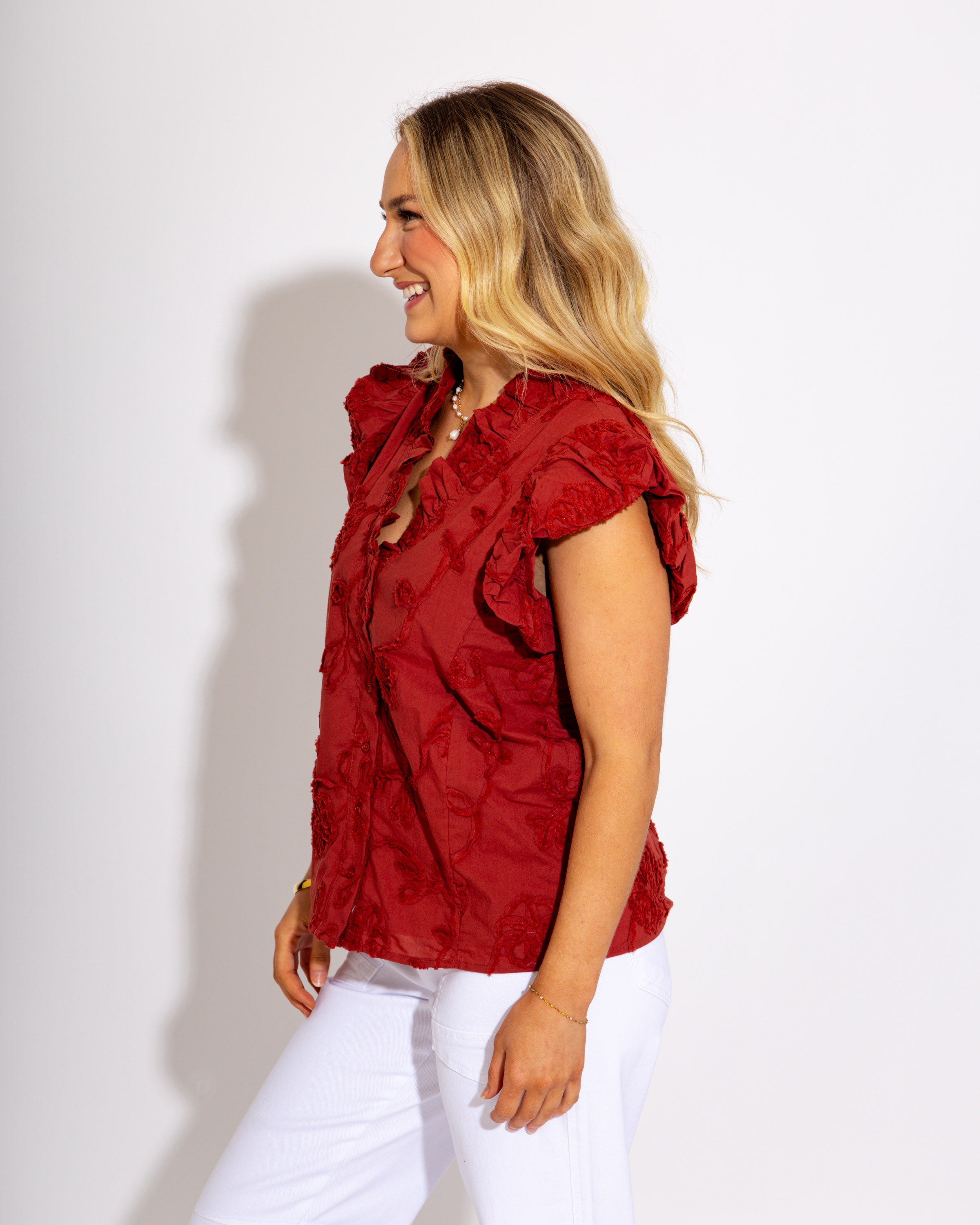 Chestnut Ruffle Top