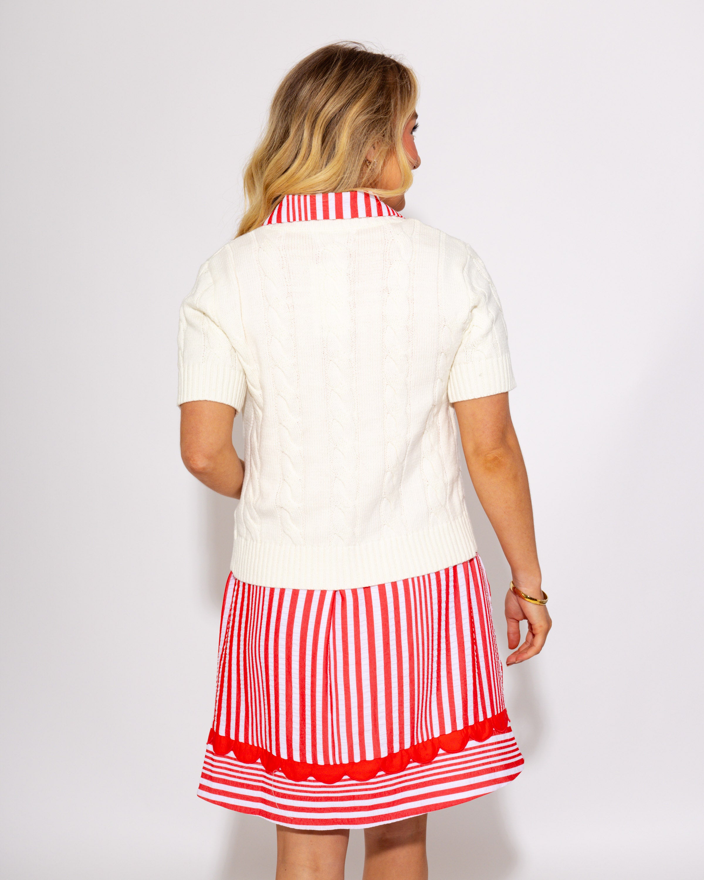 The Cable Club Button Up Sweater Top