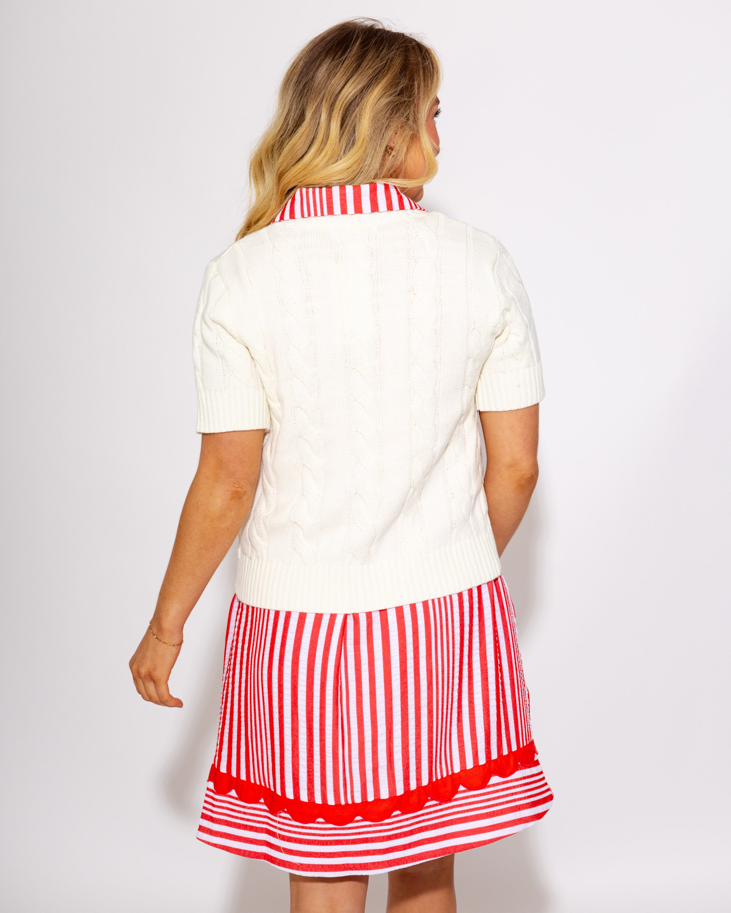 The Cable Club Button Up Sweater Top