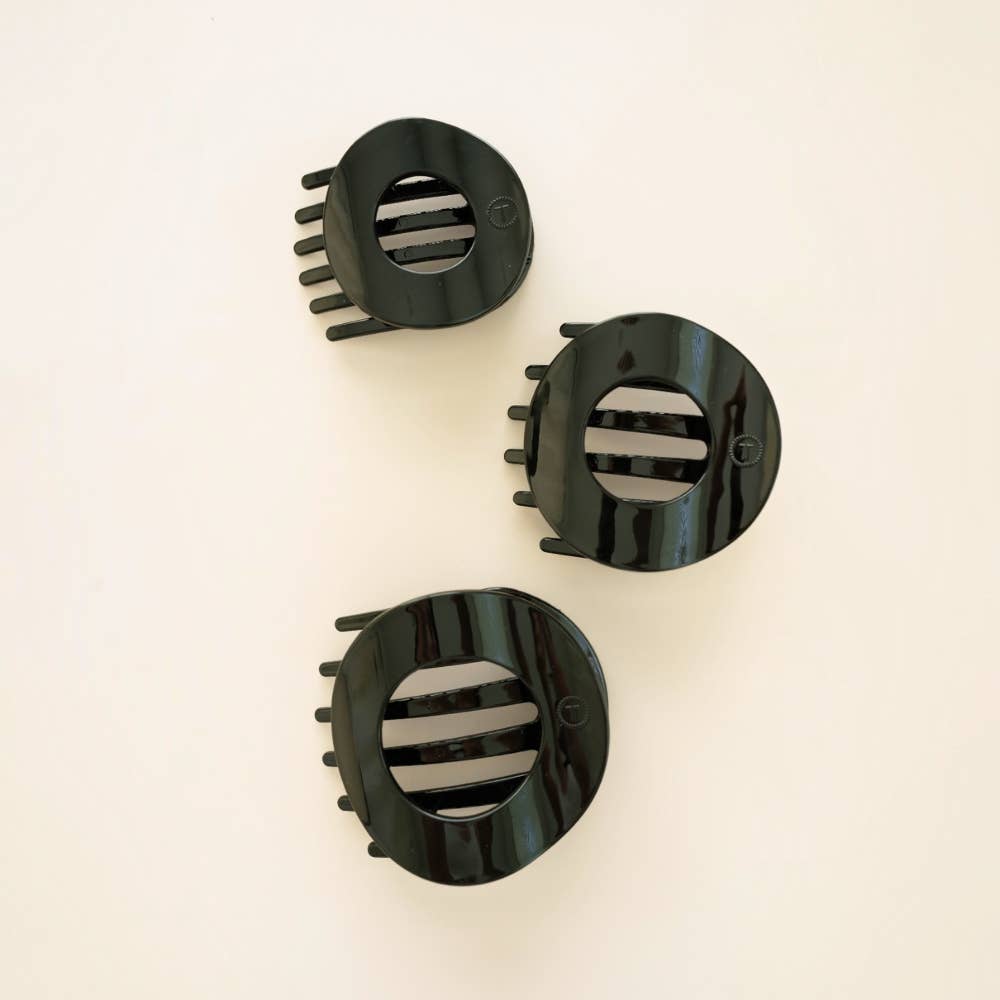 Jet Black | Small | Flat Circle Hair Clip