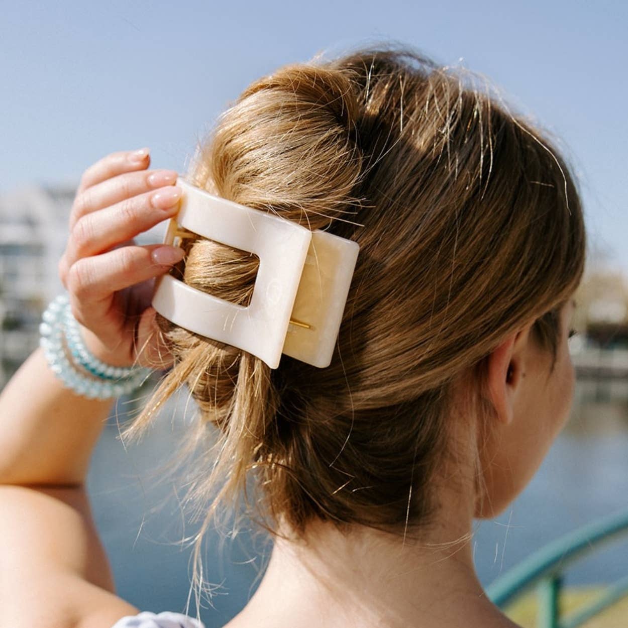 Flat Rectangle Hair Clip | Large | Soft Surf