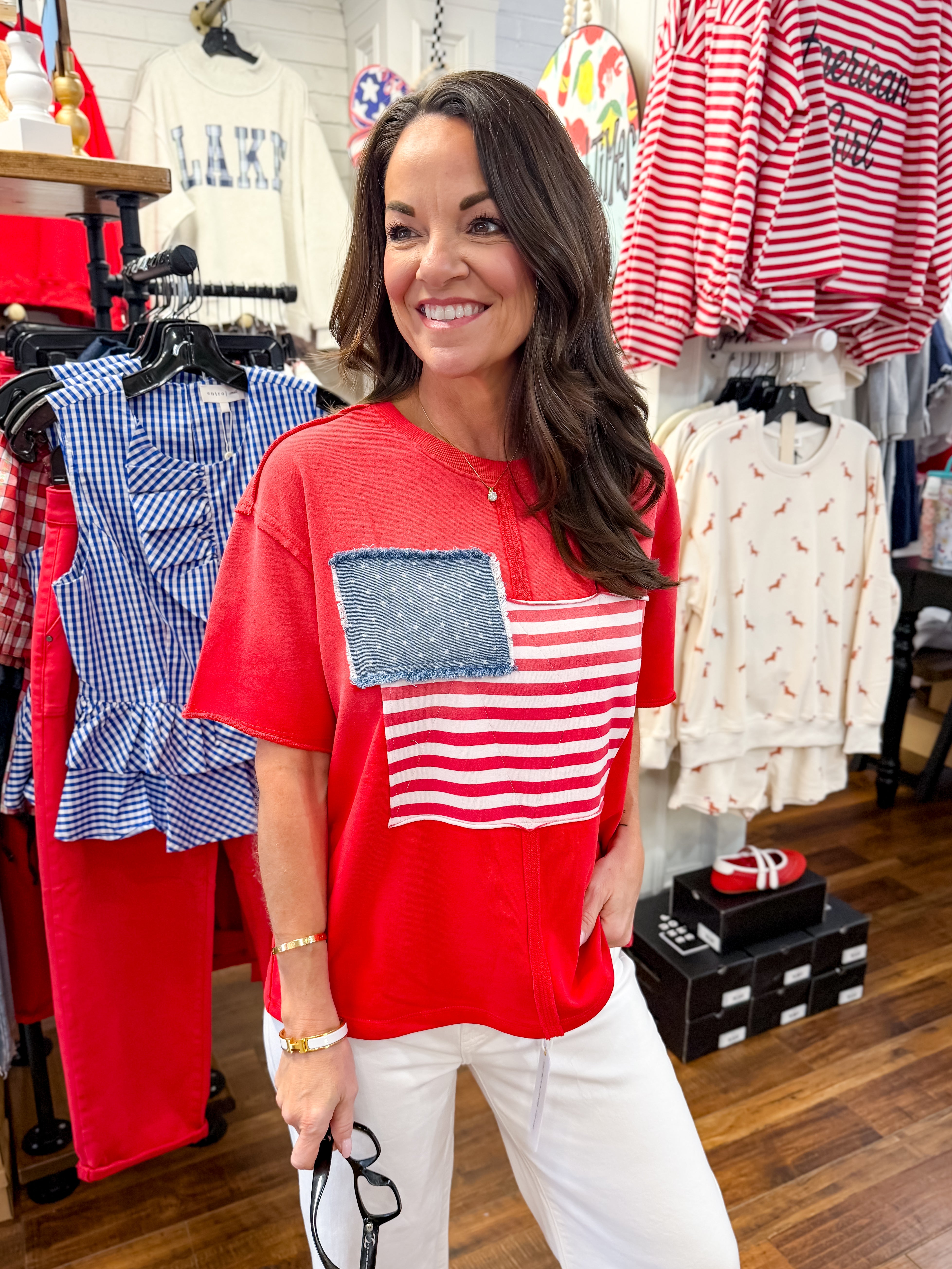 Patriotic Patch Detail Top