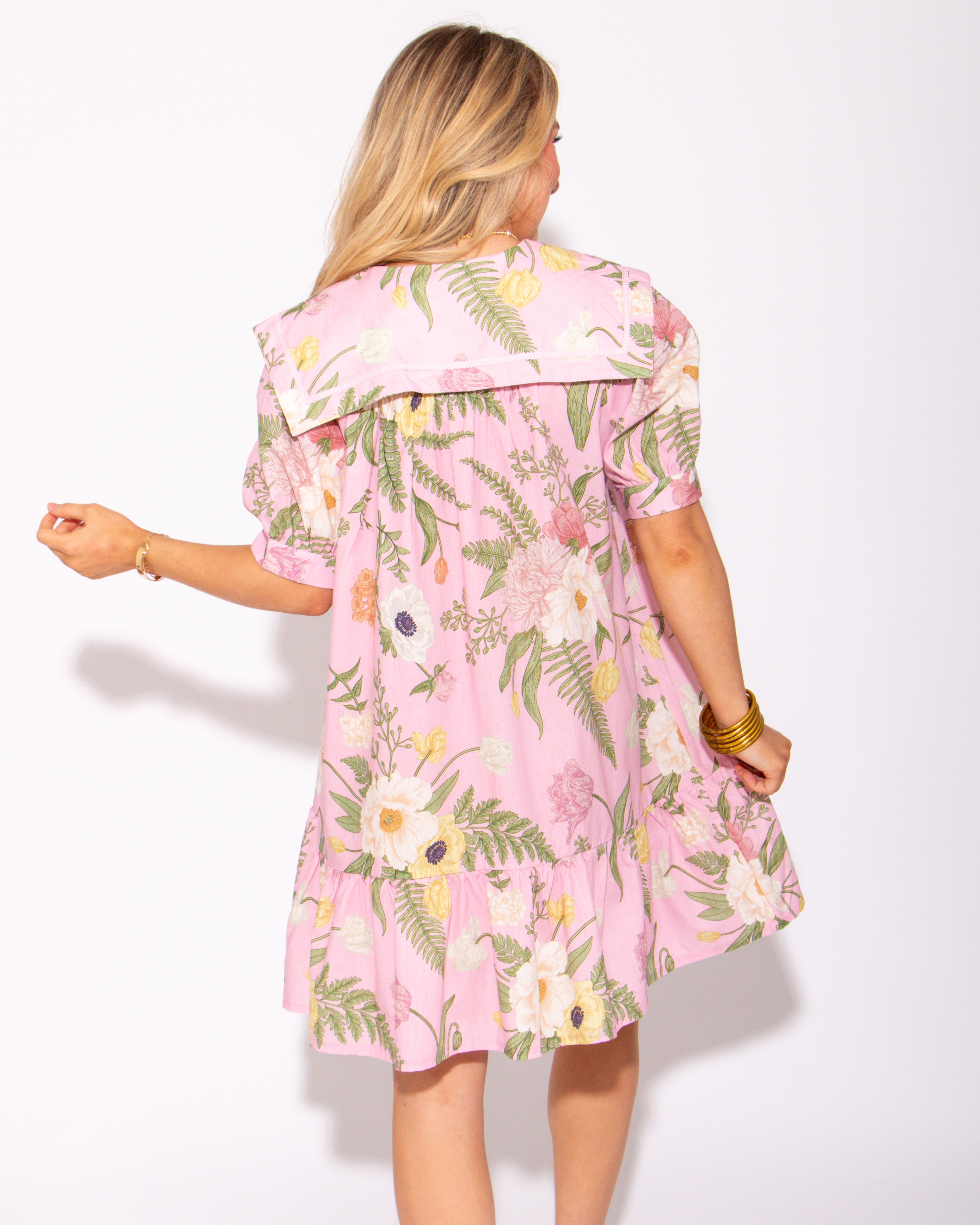 Floral Button Detailed Mini Dress