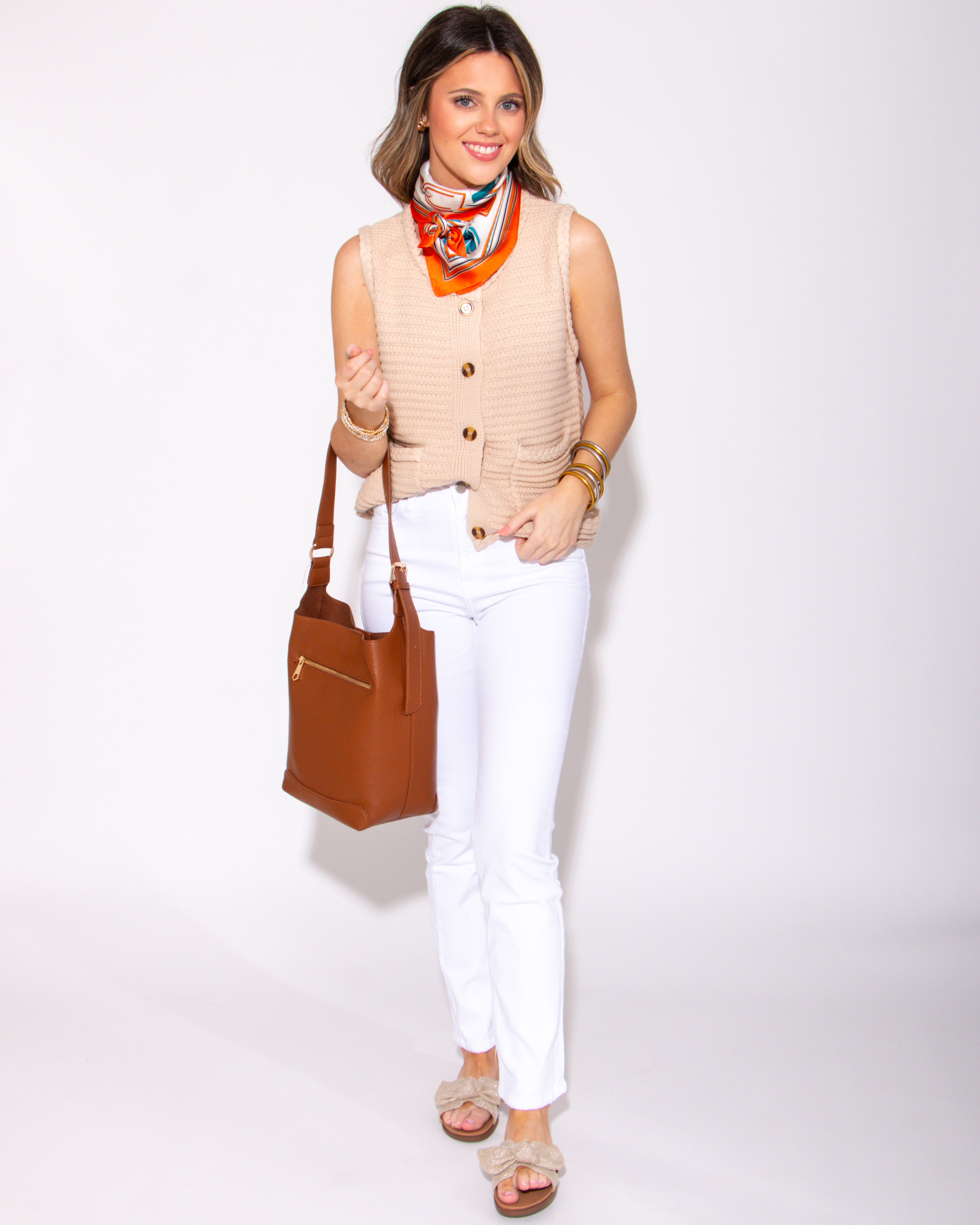 Simple Stitch Sweater Top in Taupe