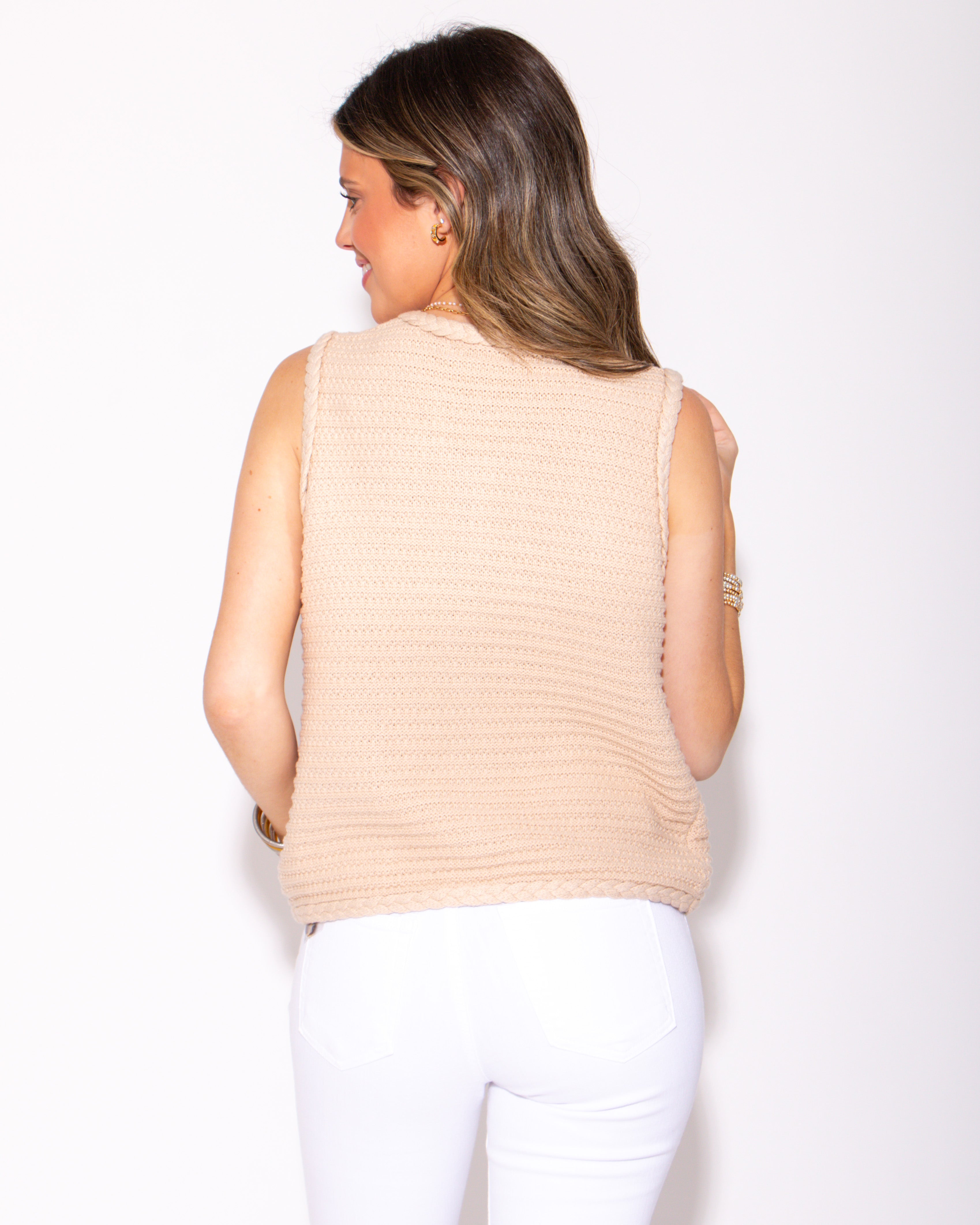 Simple Stitch Sweater Top in Taupe