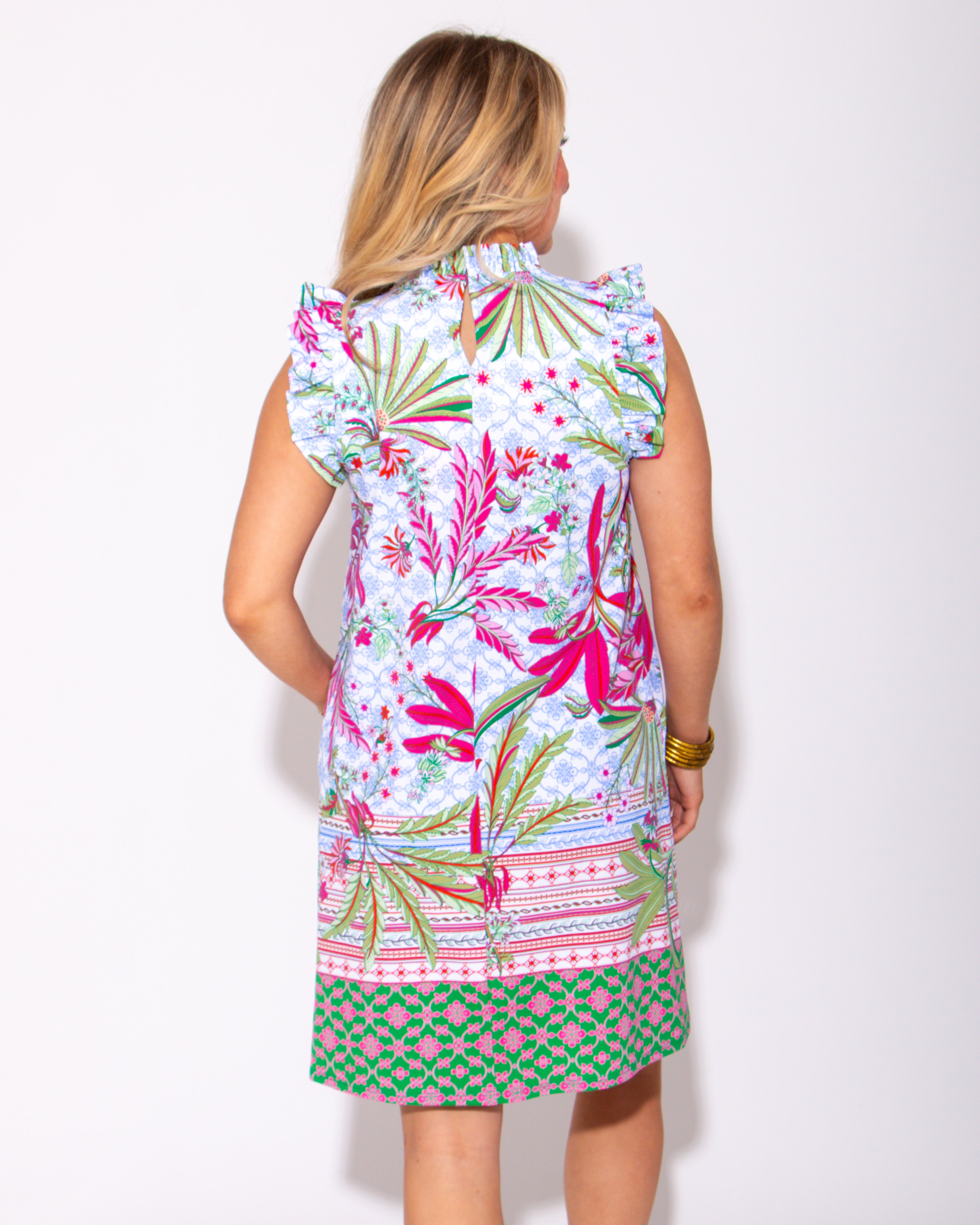 Jude Connally | Shari Dress in Palm Royal White