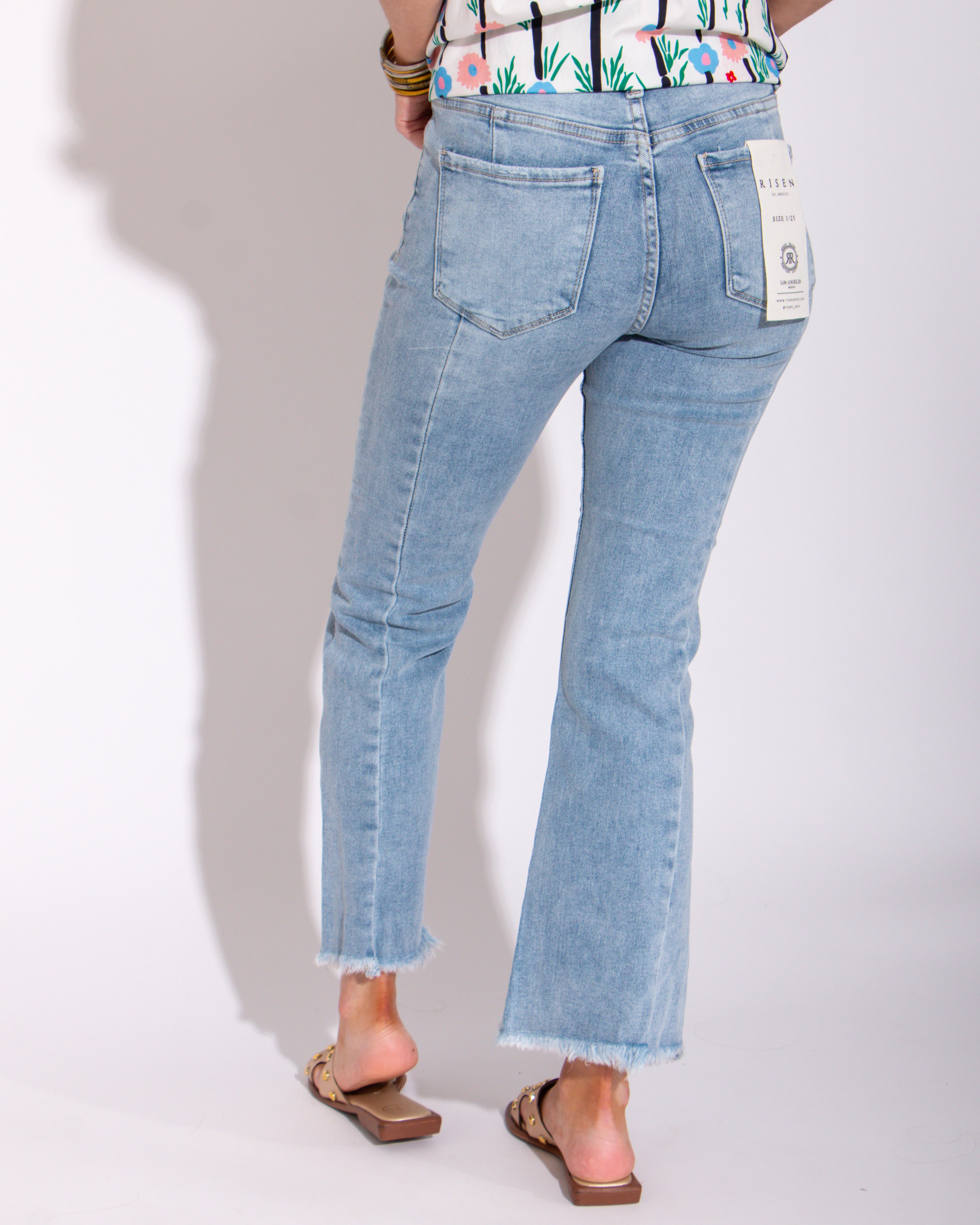The Stop and Flare High Rise Seam Detail Jeans