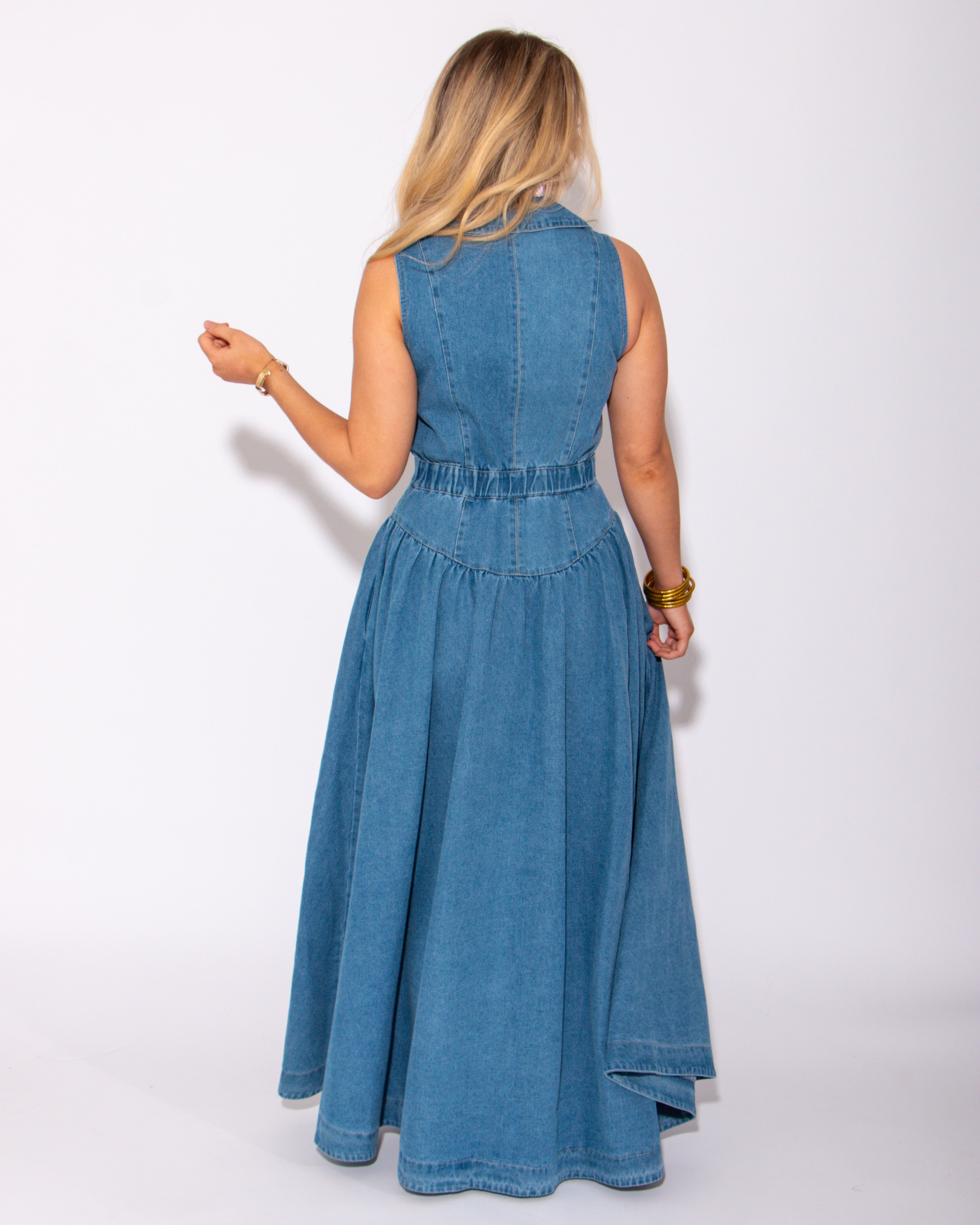 Denim Darling Gold Button Down Dress