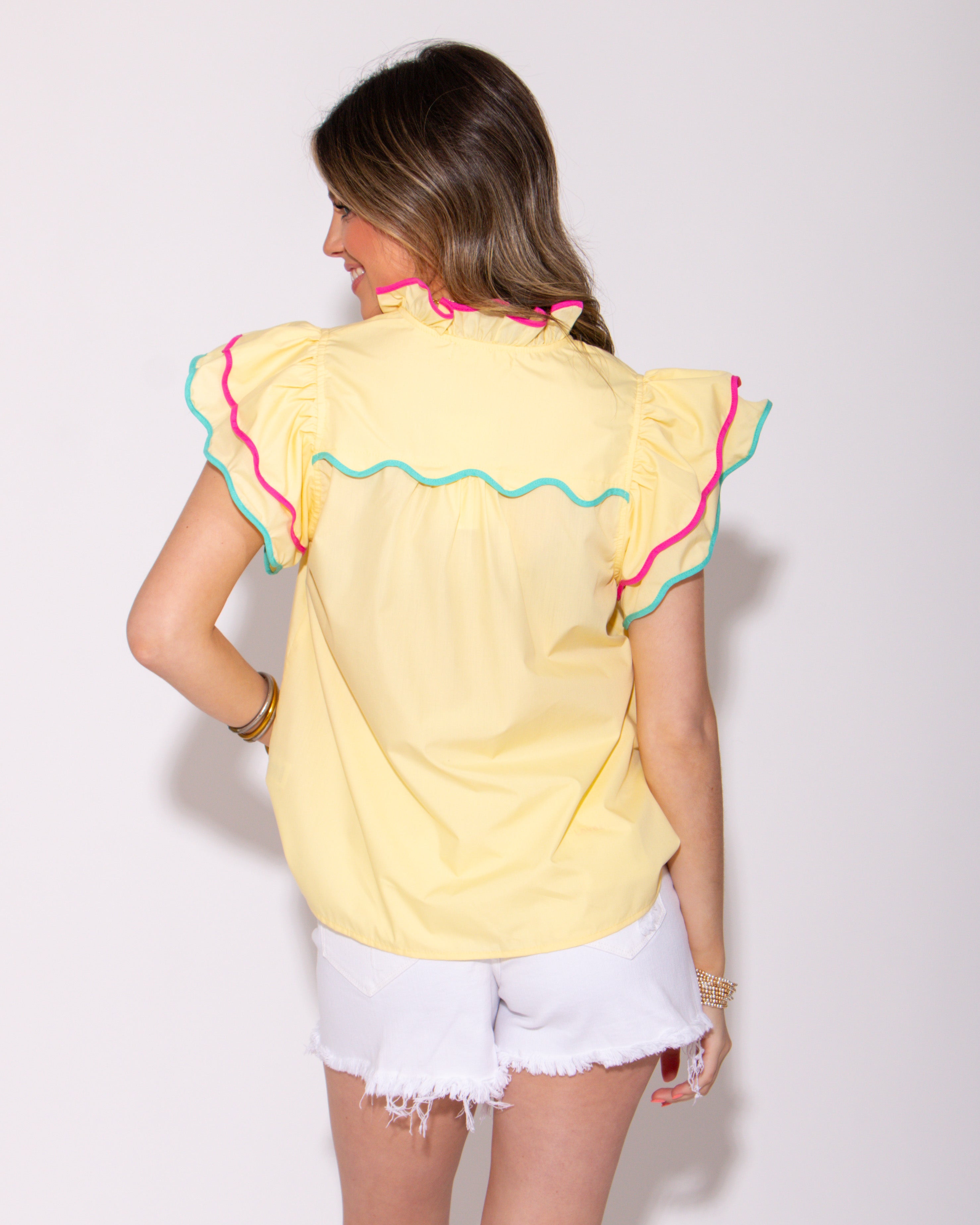 Sunbeam Scallop Button Down Top