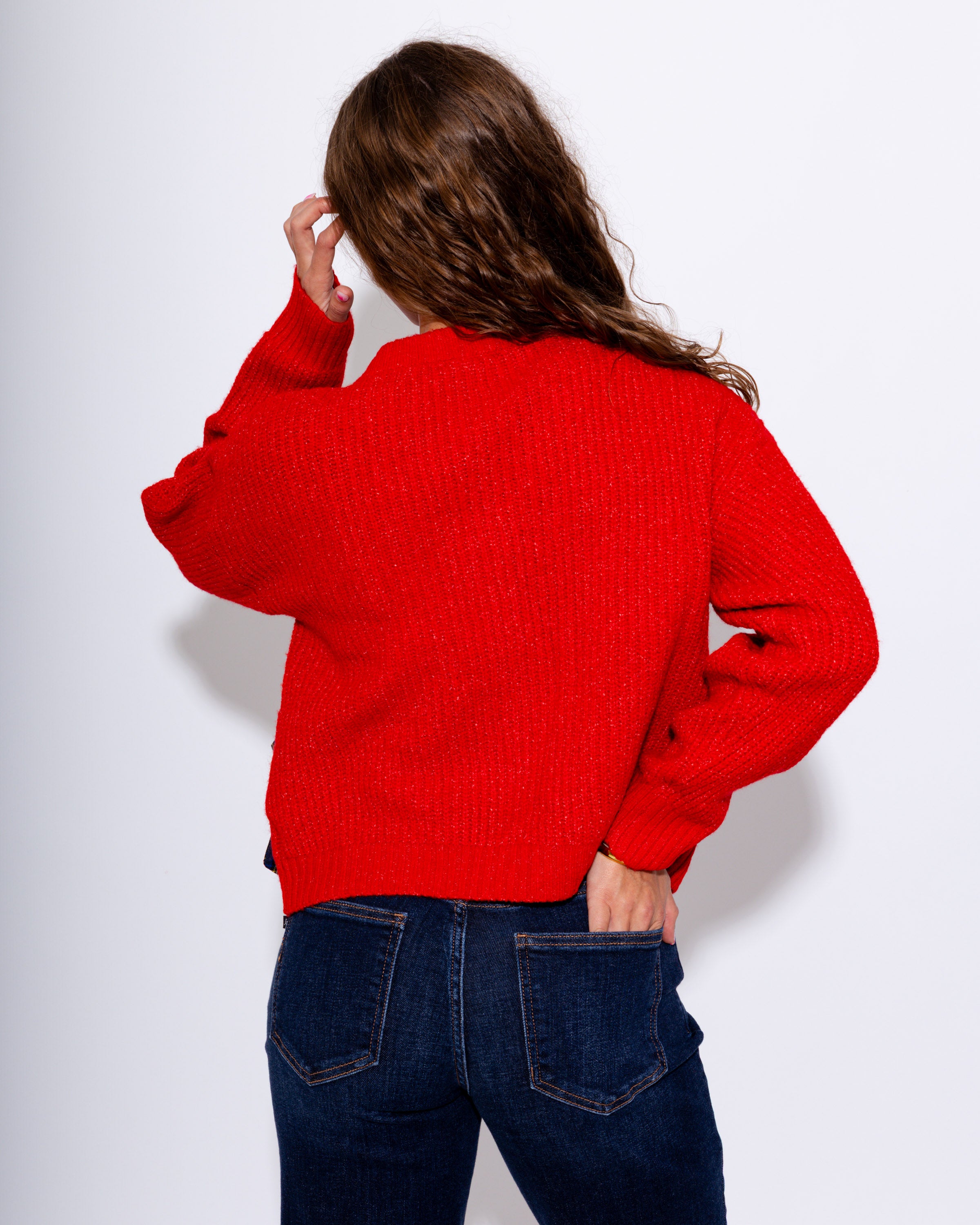 Red Plaid Bow Cardigan Top