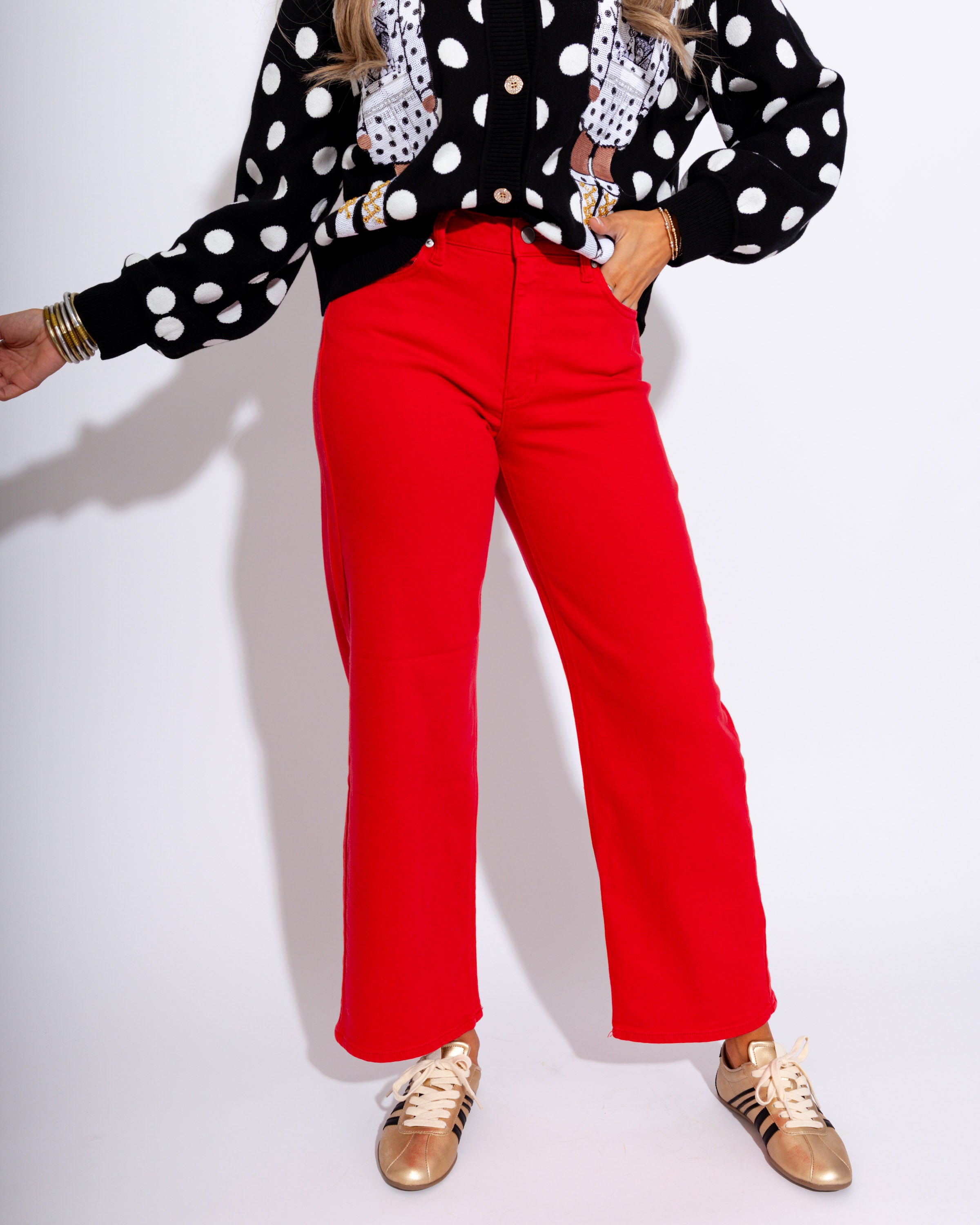 Straight Leg Pant in Red