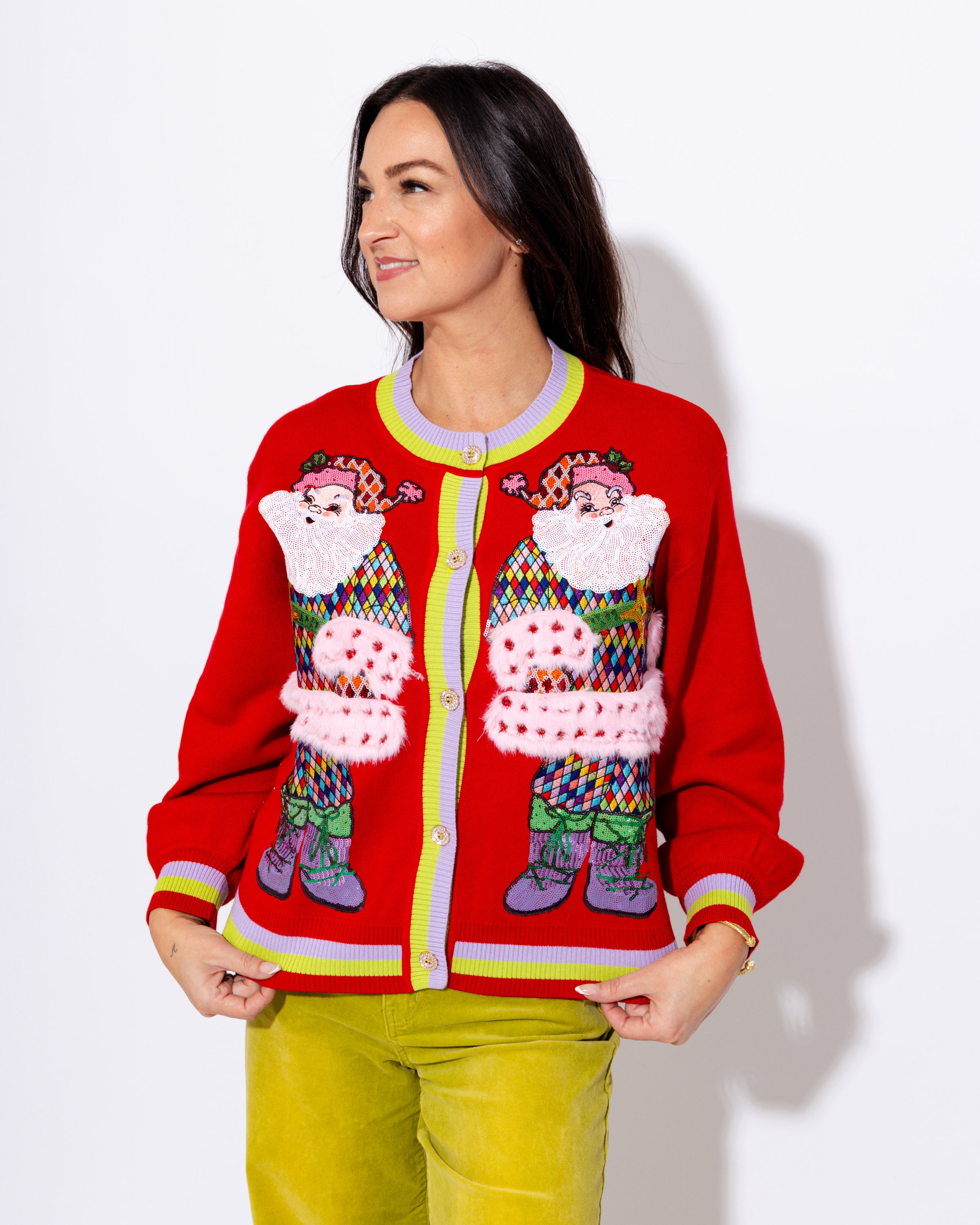 Rainbow Santa Button Up Cardigan