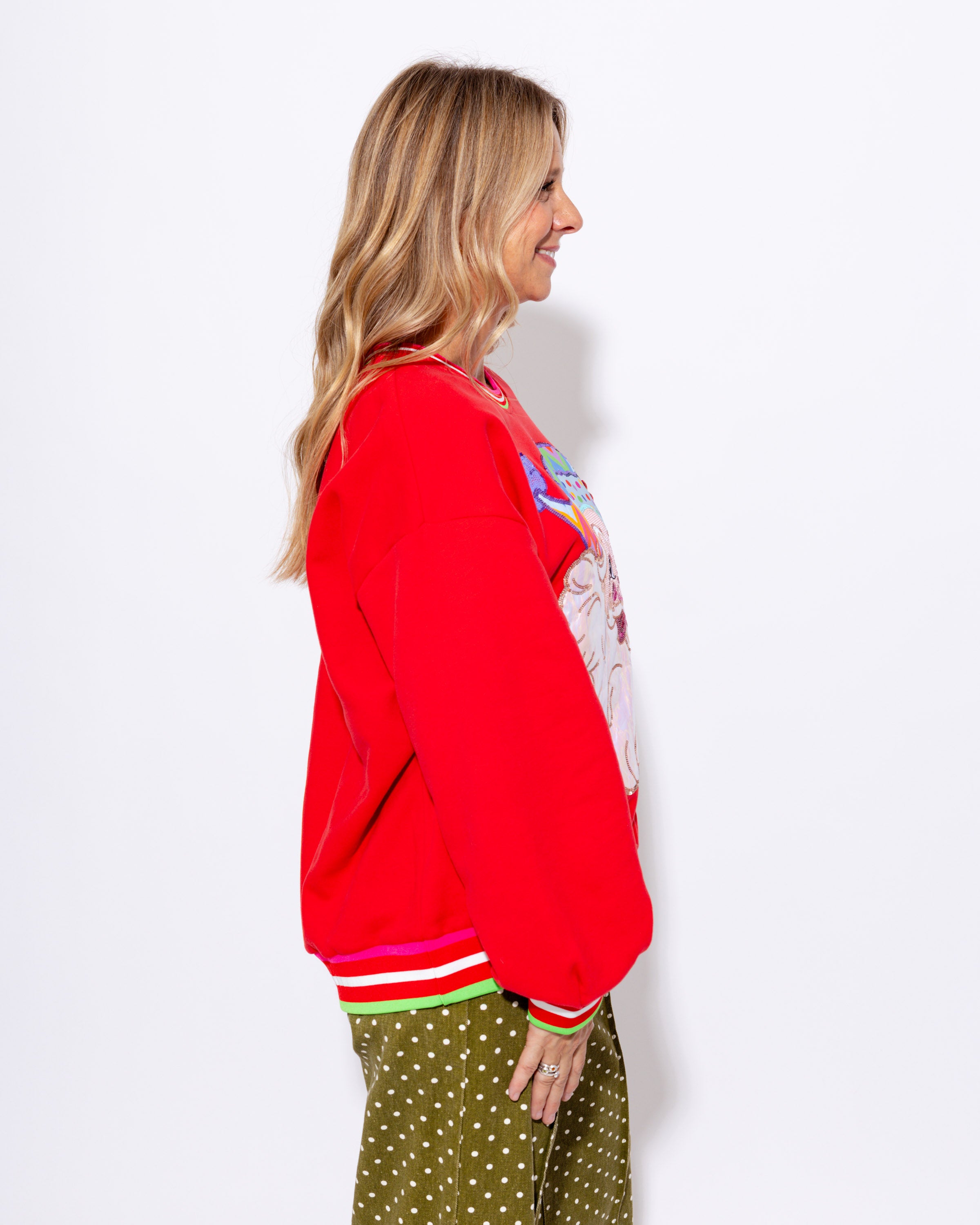 Multi Colored Metallic Santa Hat Sweatshirt
