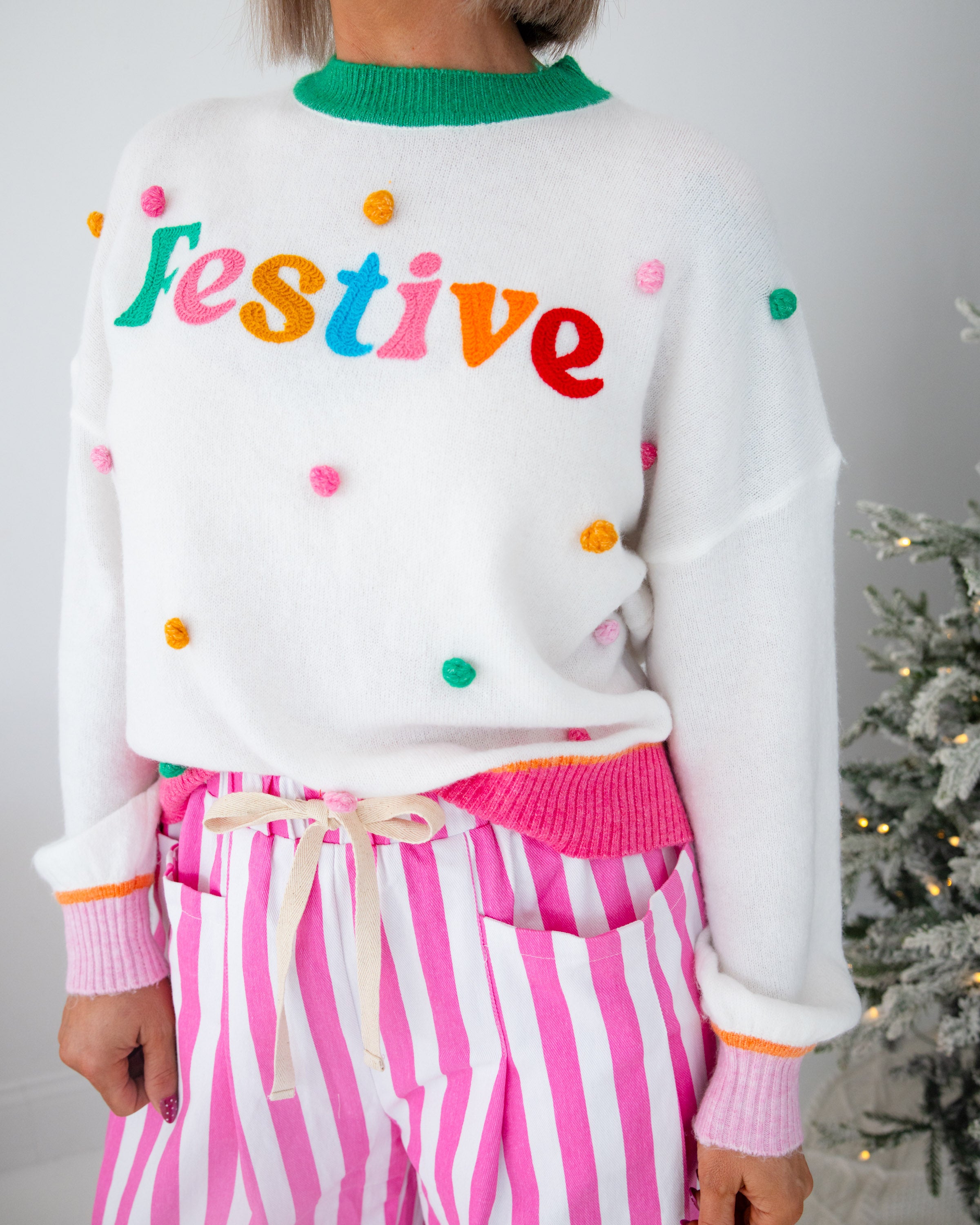 "Festive" Pom Pom Sweater