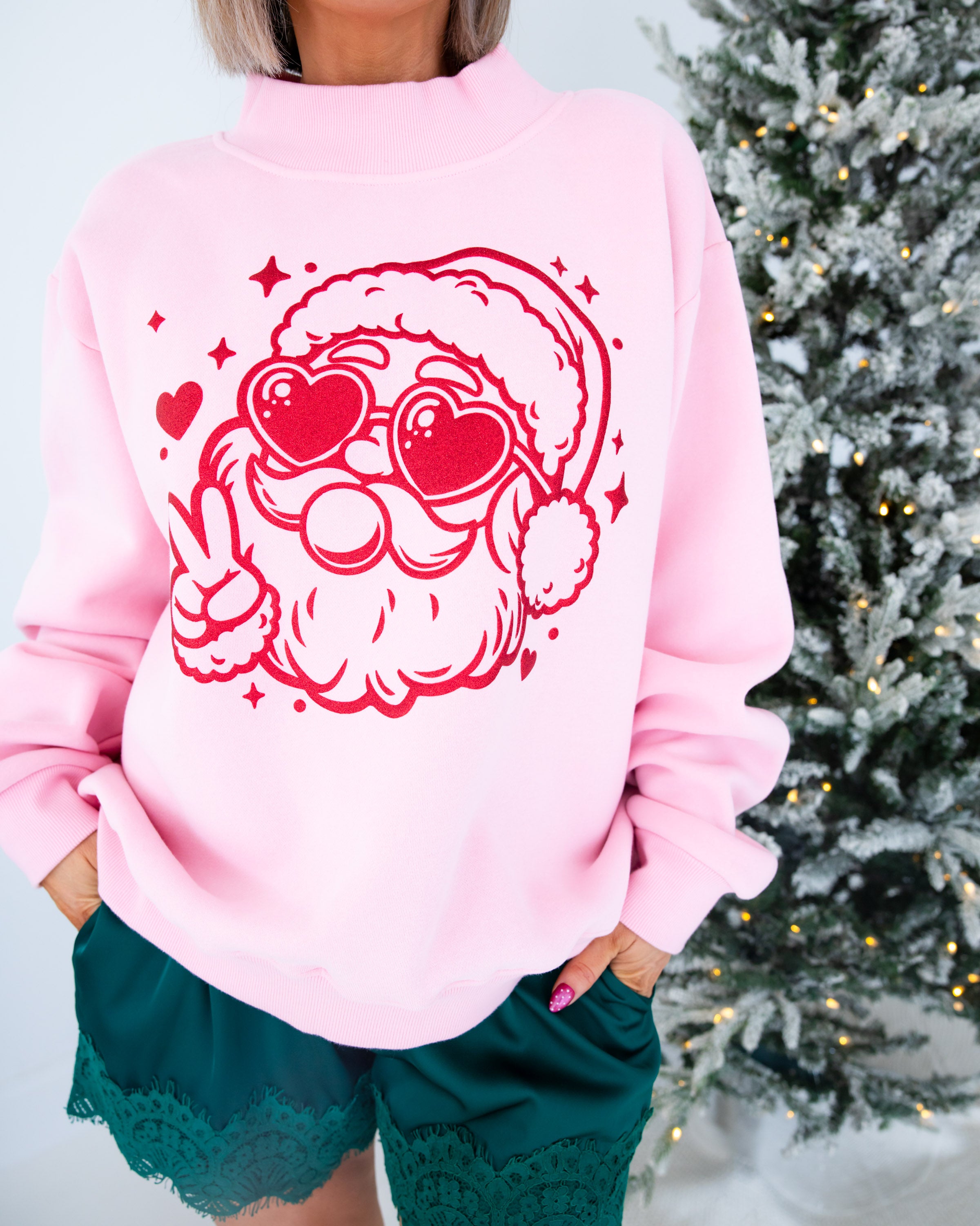 Pretty in Pink Santa Sweatshirt