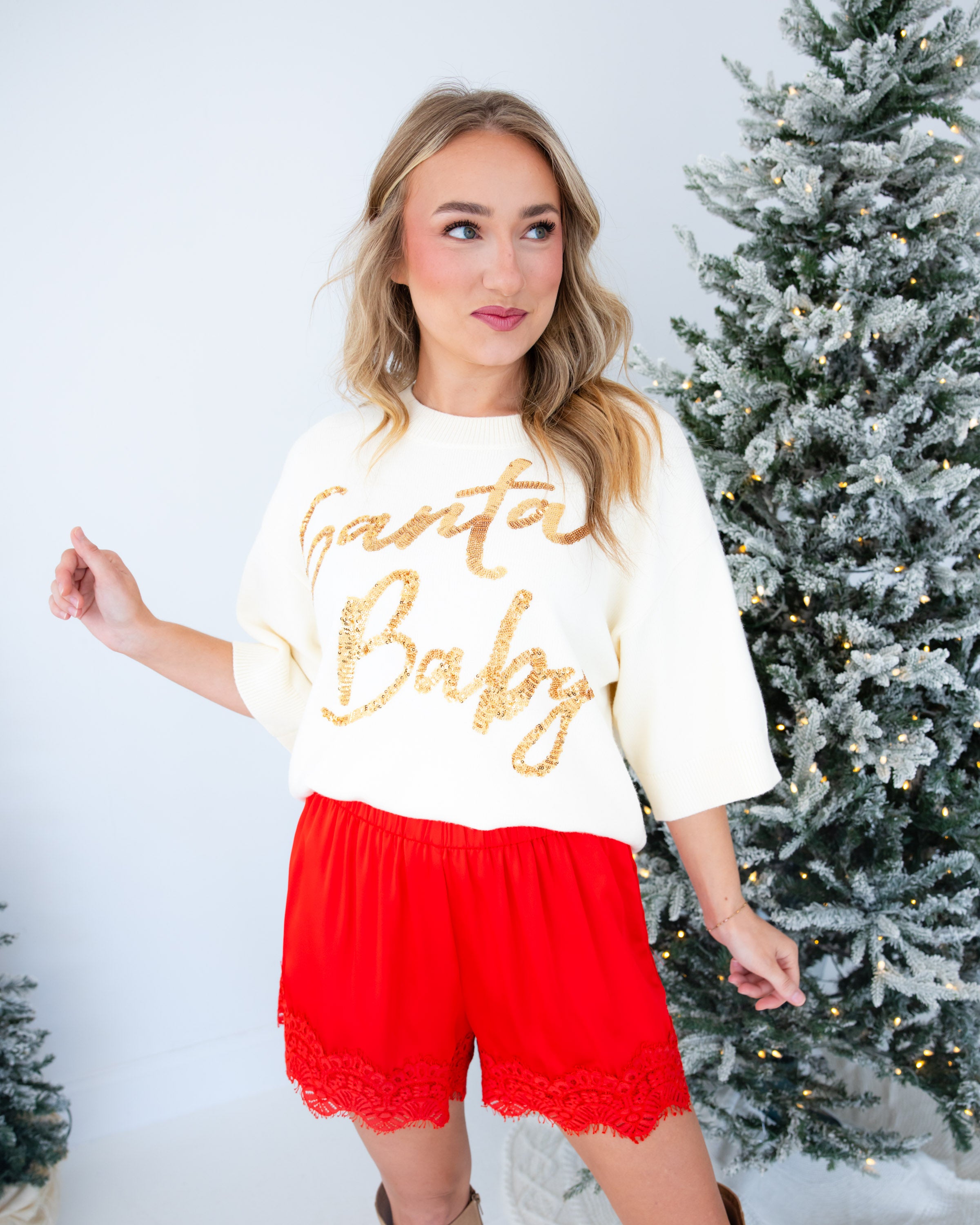 Santa Baby Sequin Sweater Top