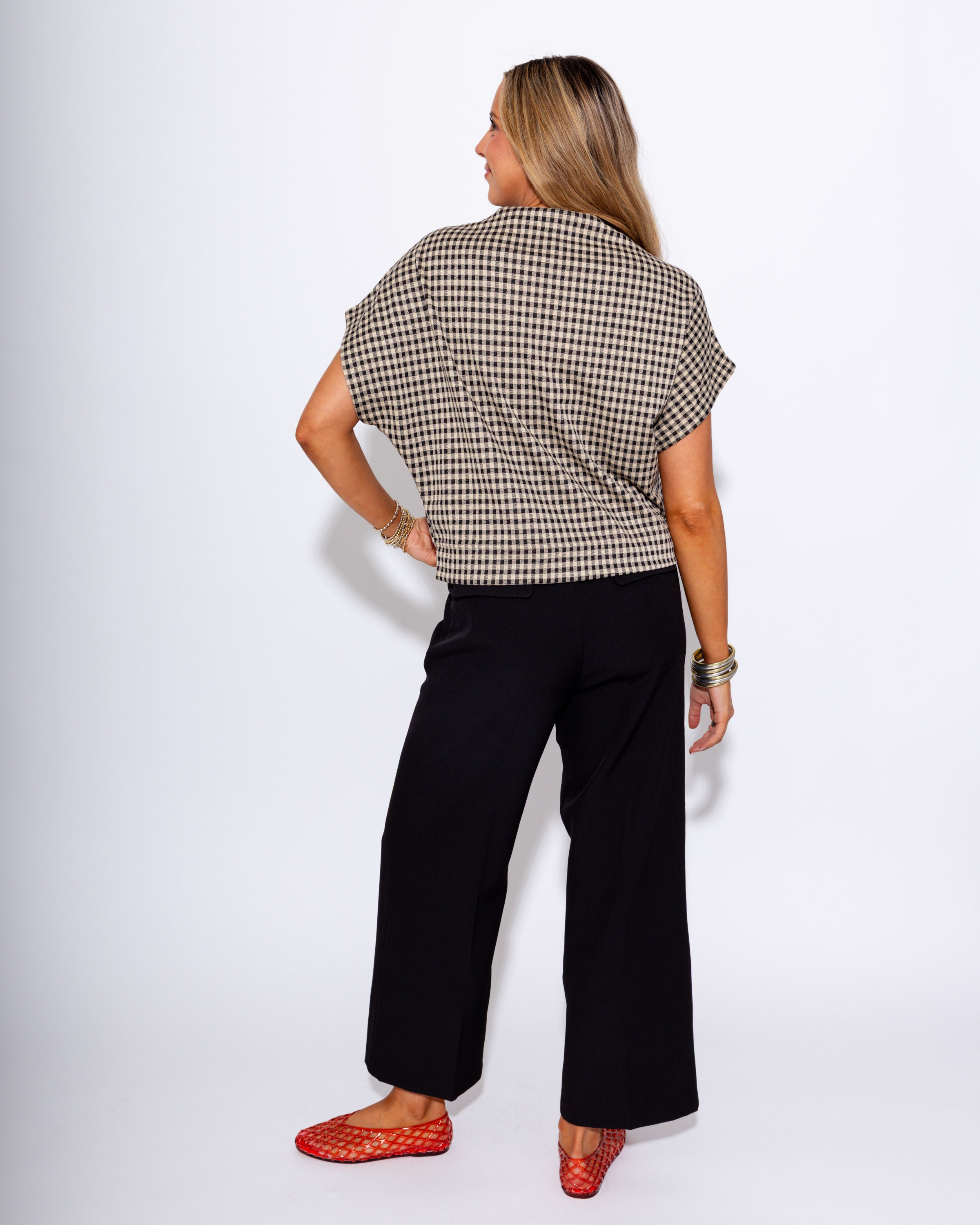 Gingham Mock Neck Top