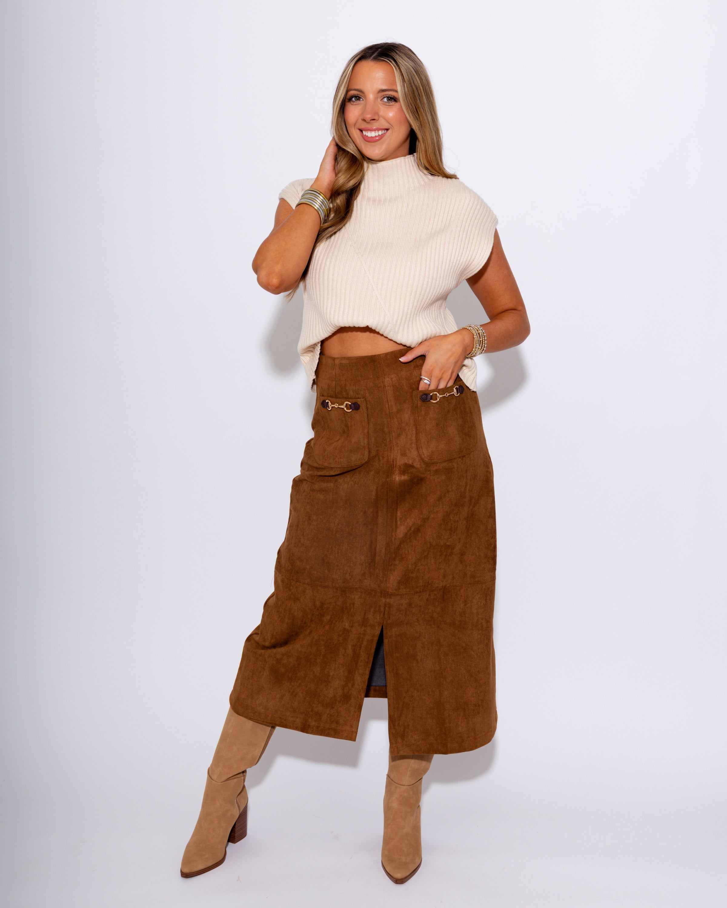 Mock Neck Ribbed Sweater
