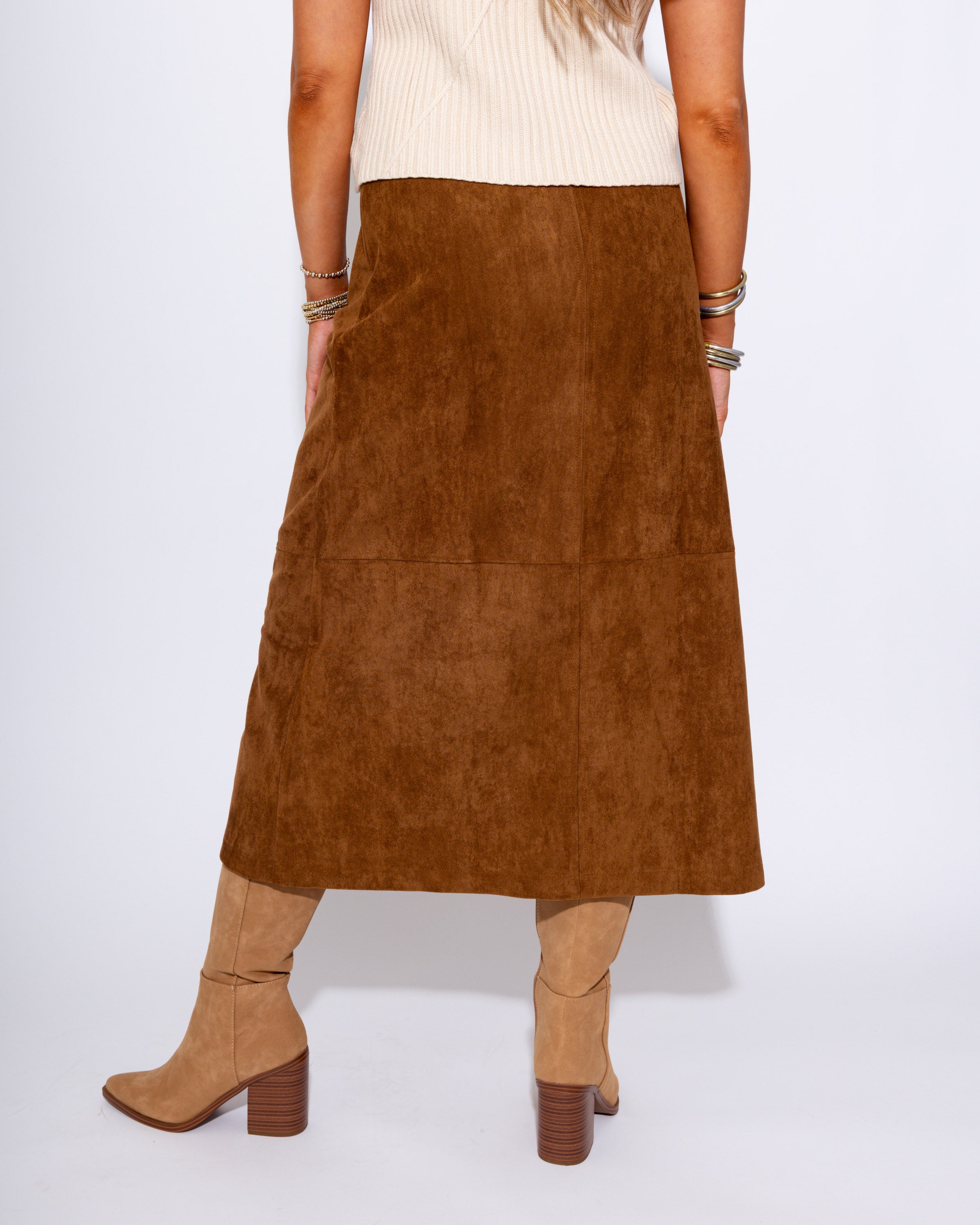 Horsebit Detail Midi Skirt