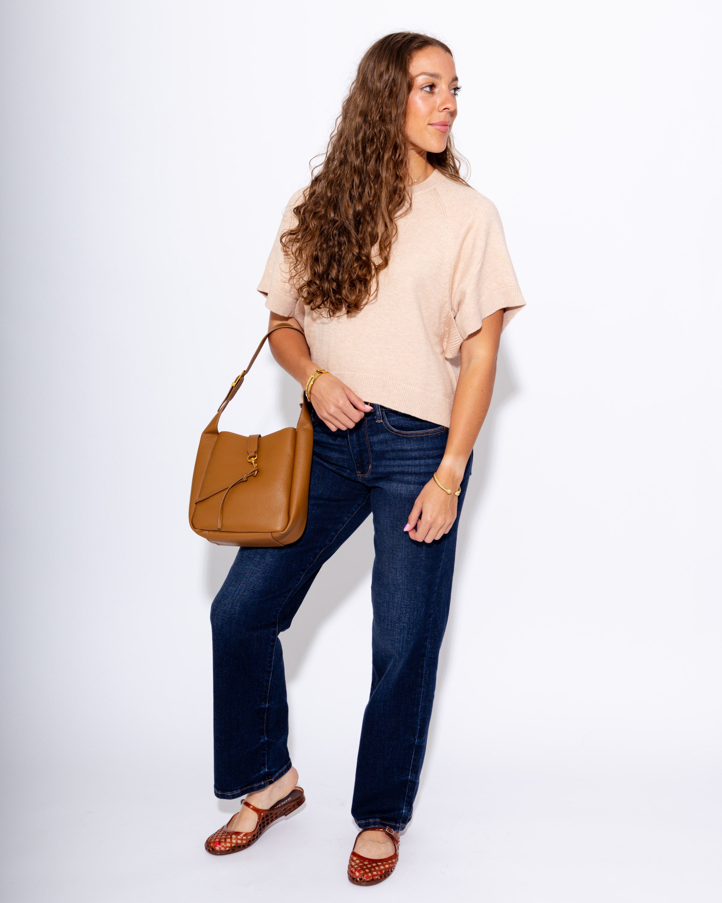 Ribbed Dolman Sleeve Top in Oatmeal