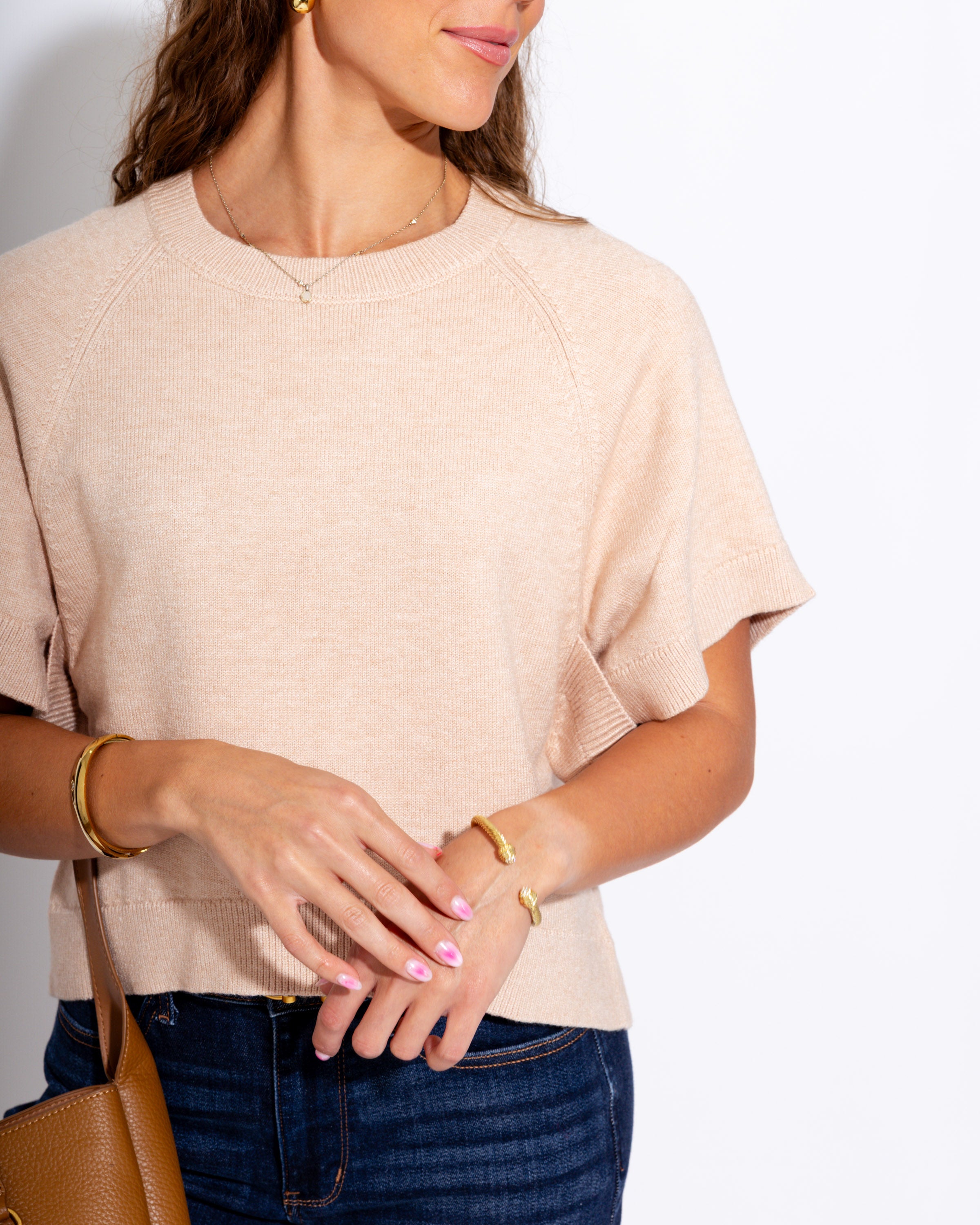 Ribbed Dolman Sleeve Top in Oatmeal