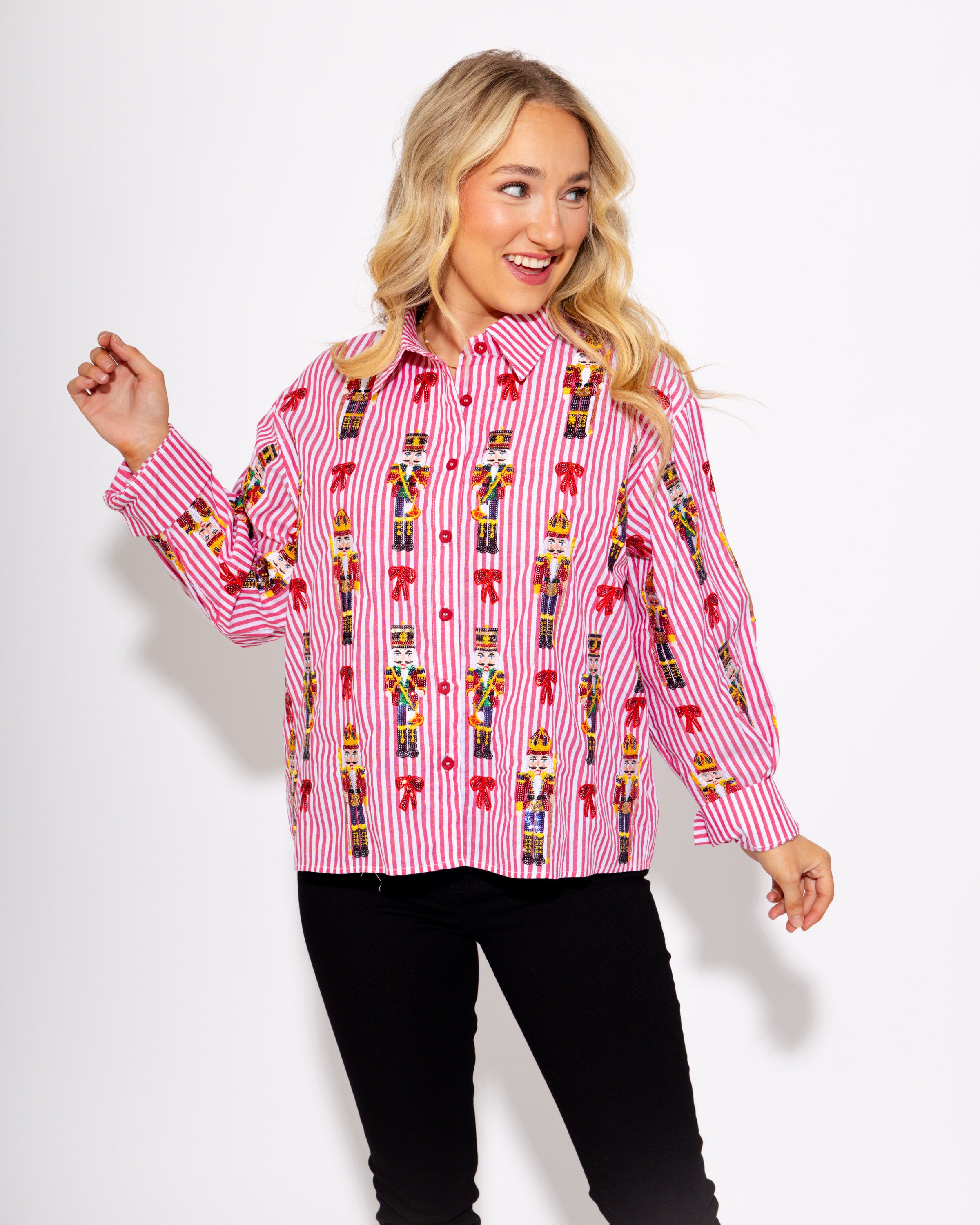 Striped & Scattered Nutcracker Bow Top