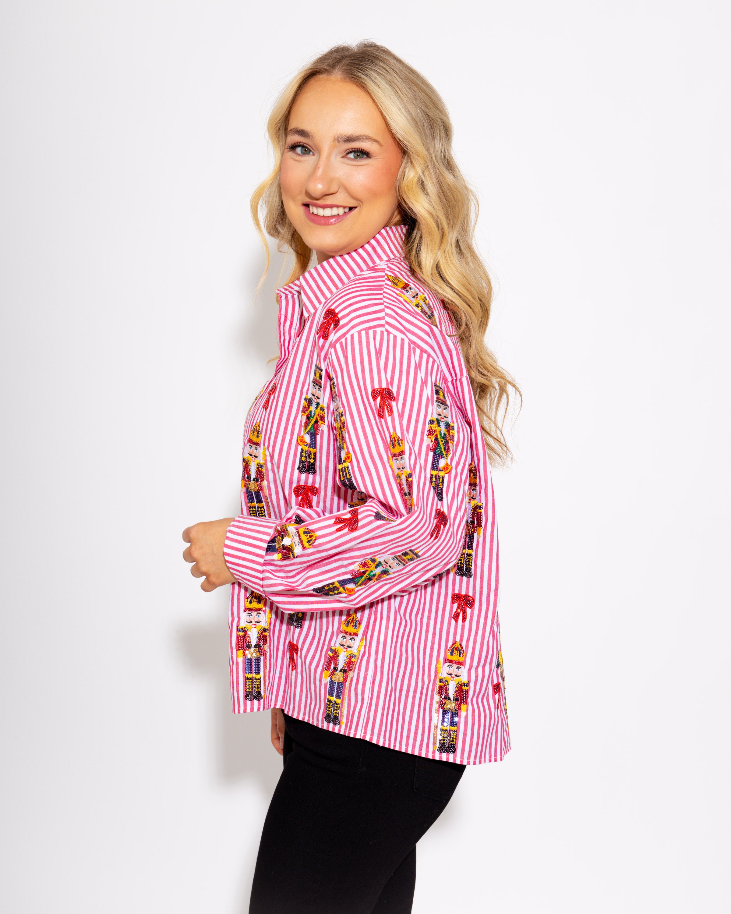Striped & Scattered Nutcracker Bow Top
