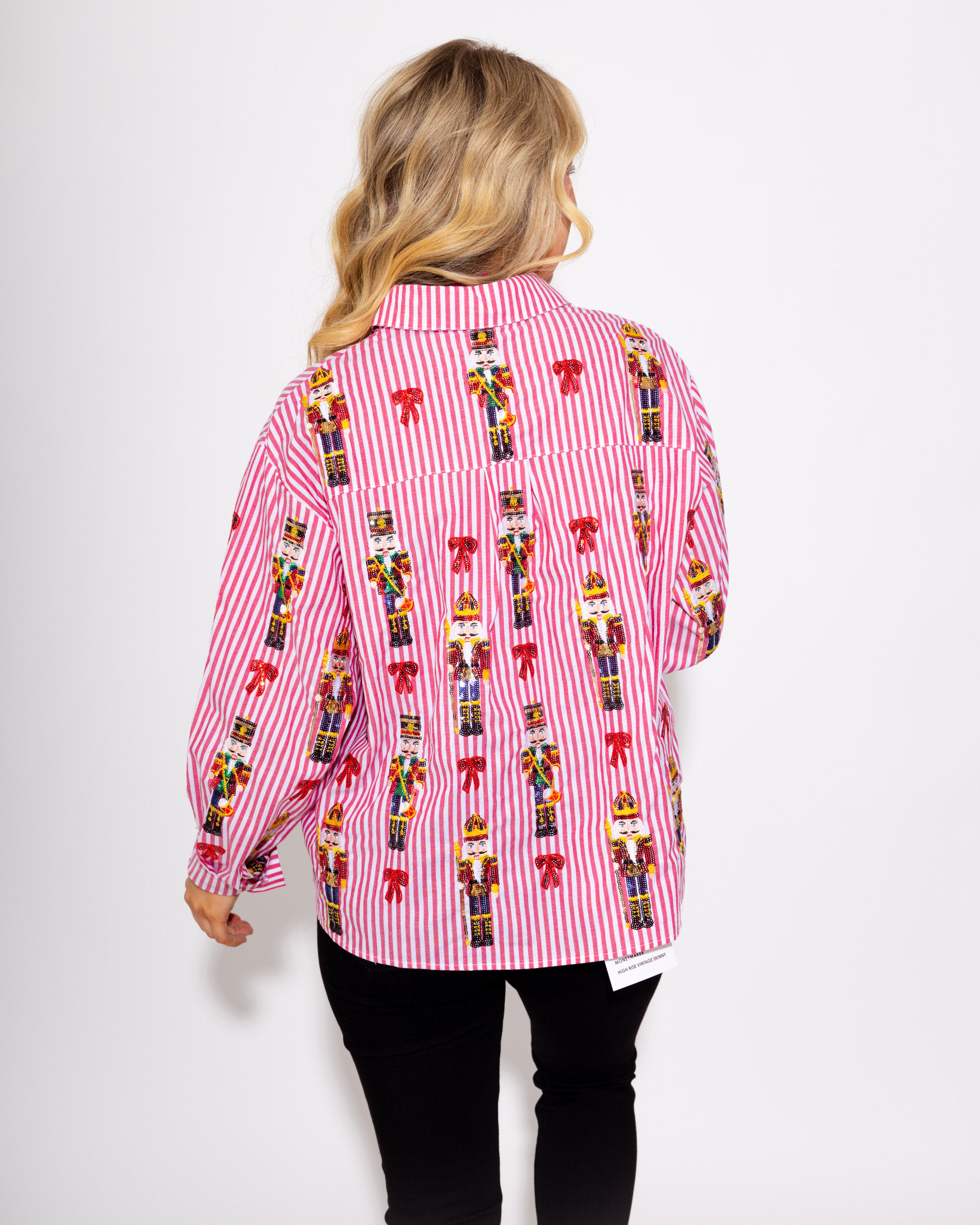 Striped & Scattered Nutcracker Bow Top