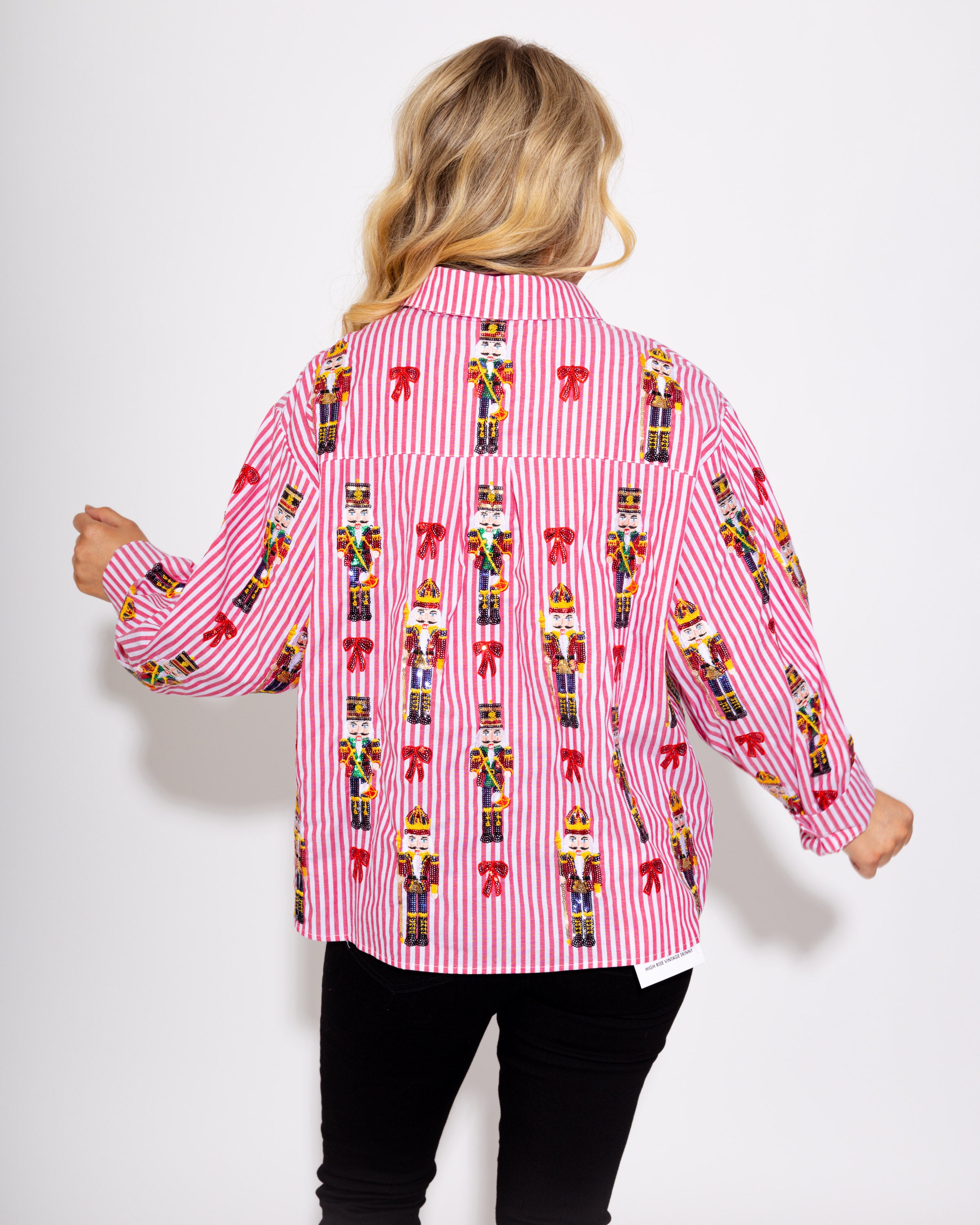Striped & Scattered Nutcracker Bow Top