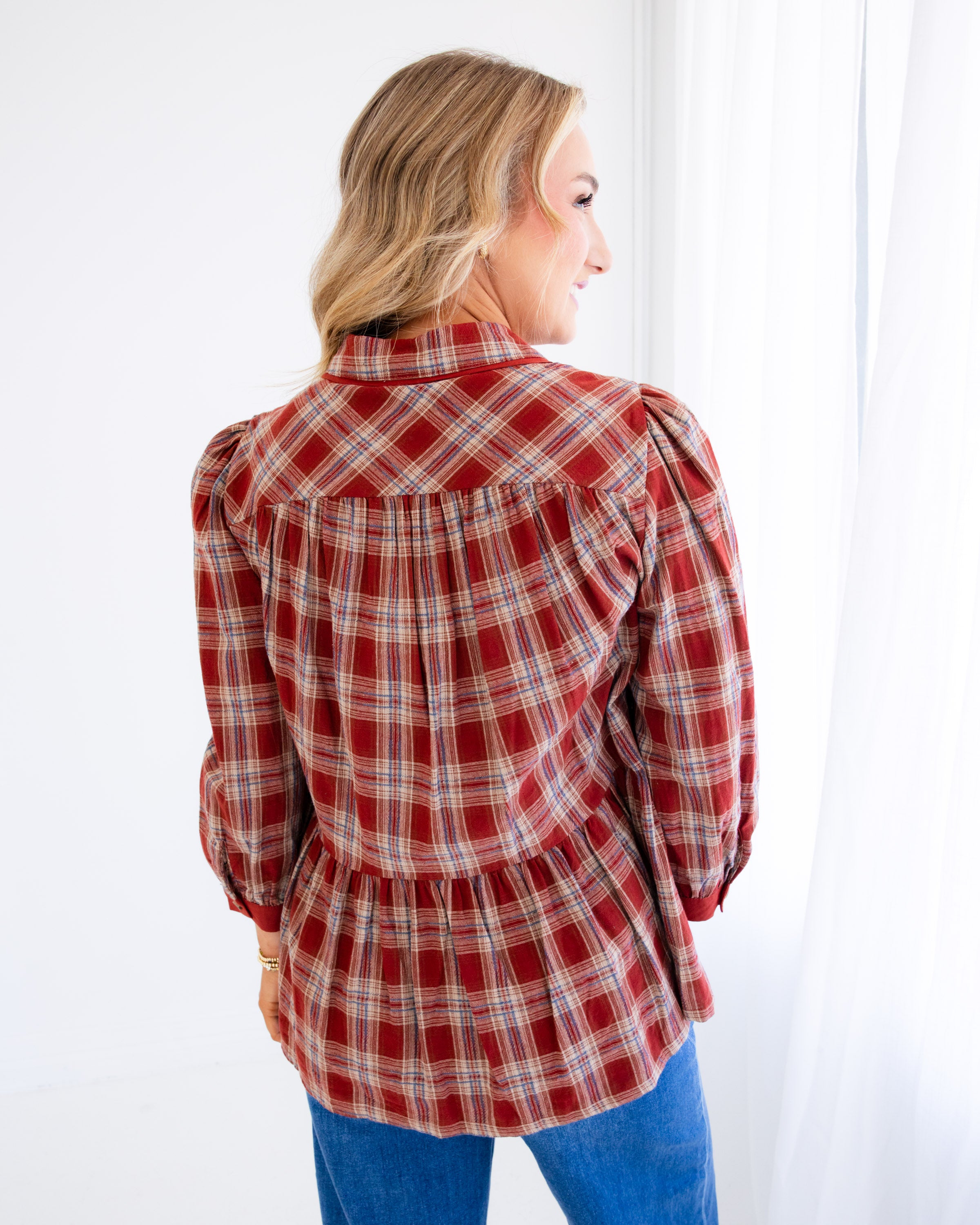 Elevated Plaid Top in Brick