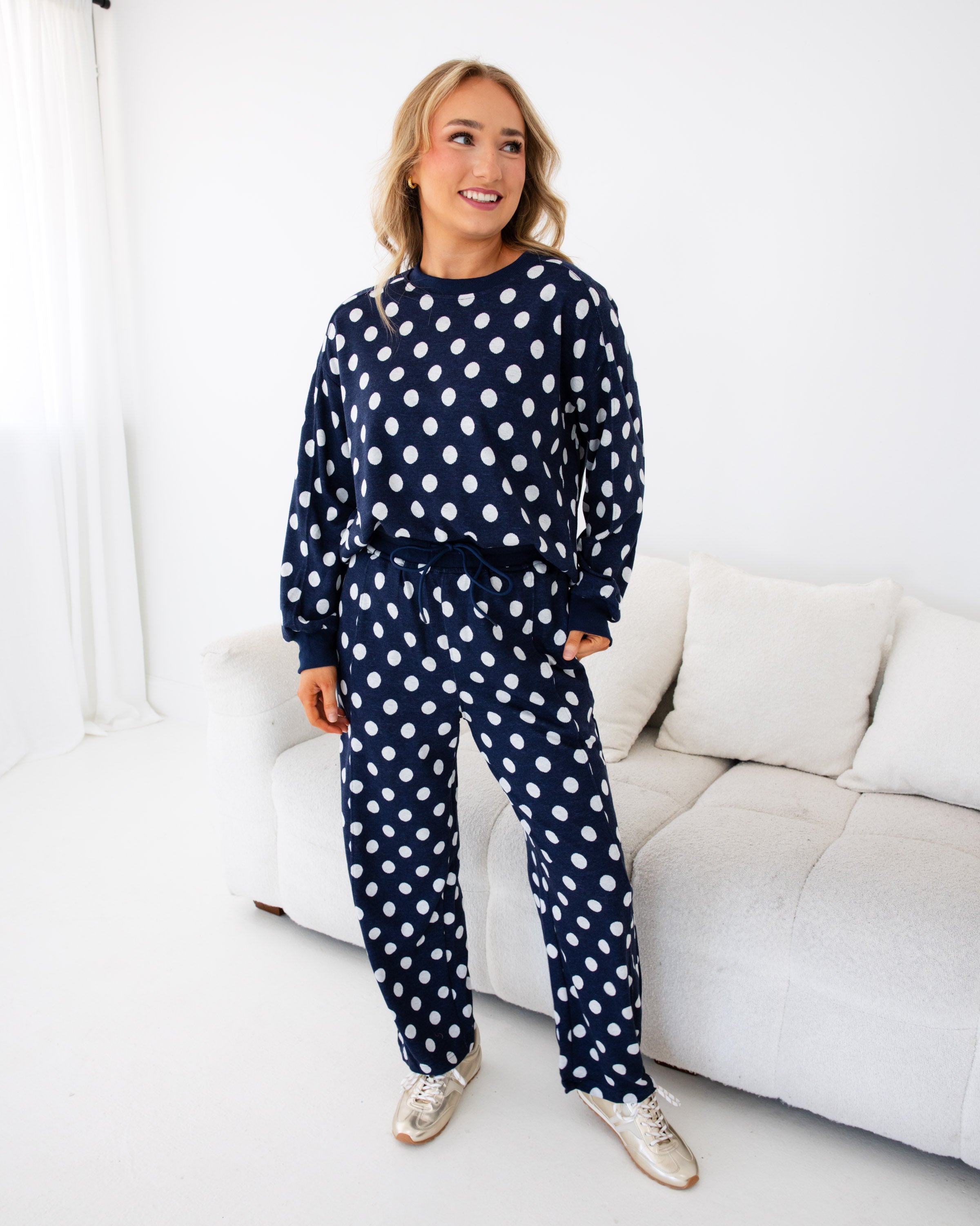 Navy Polka Dot Comfort Set