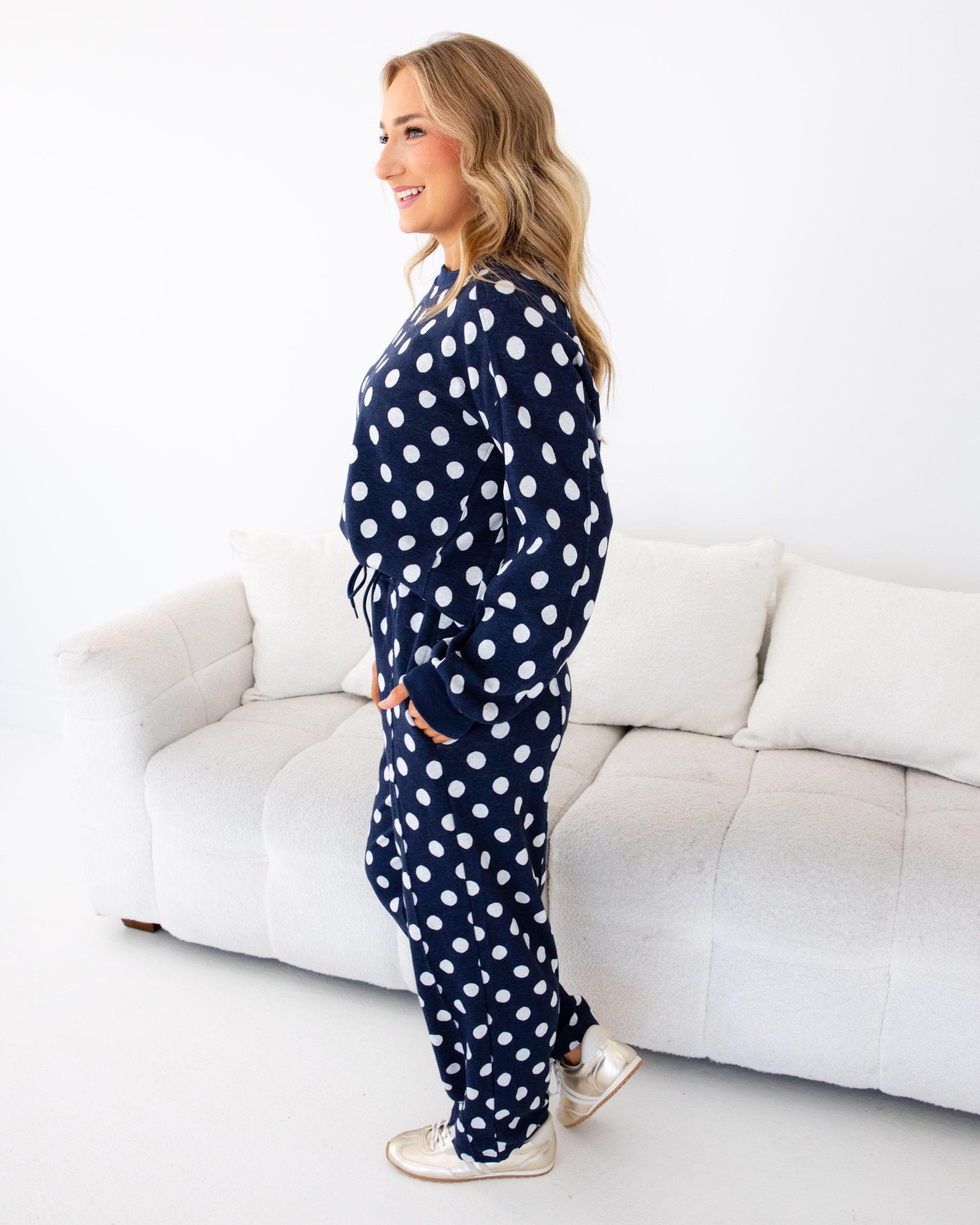 Navy Polka Dot Comfort Set