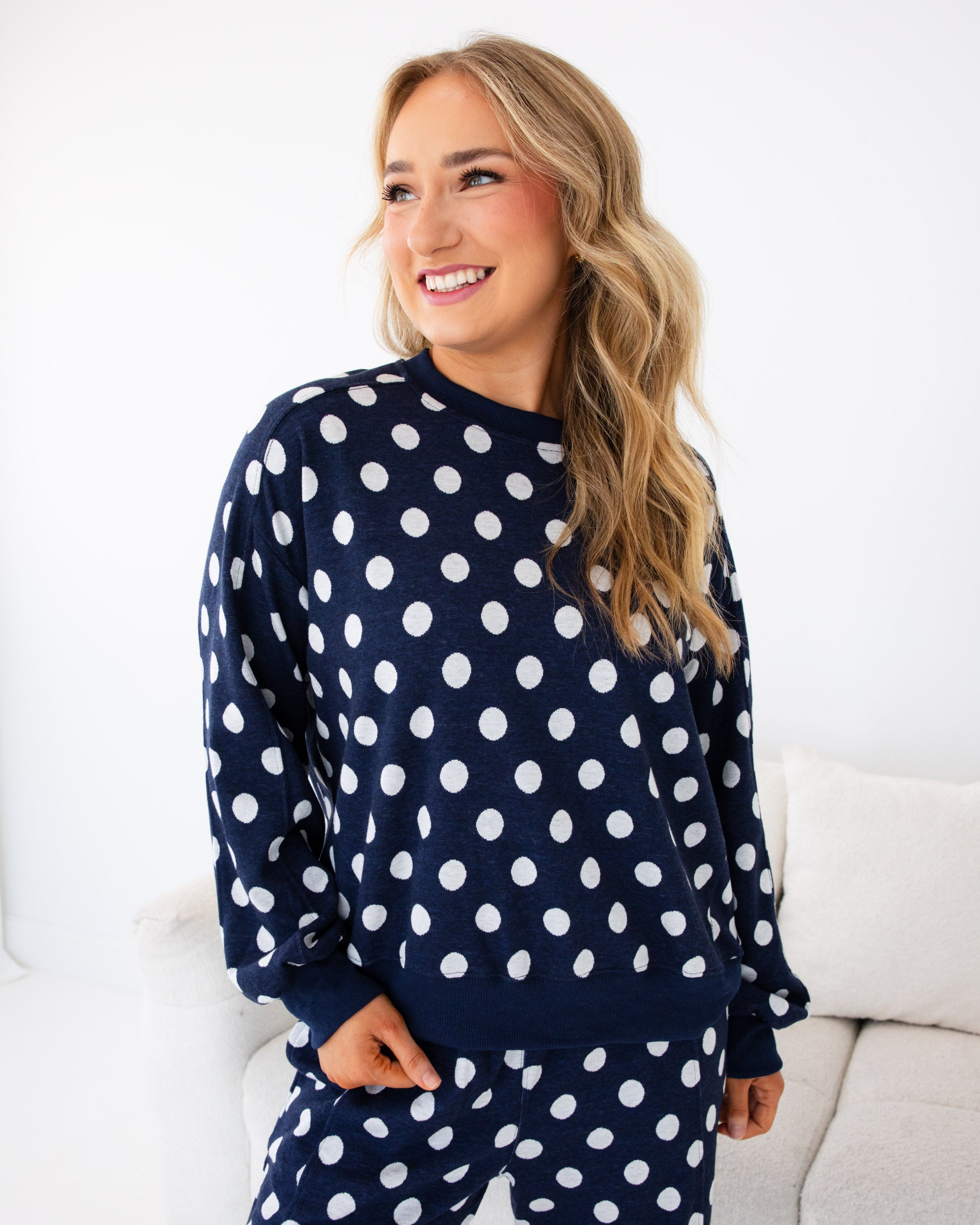 Navy Polka Dot Comfort Set