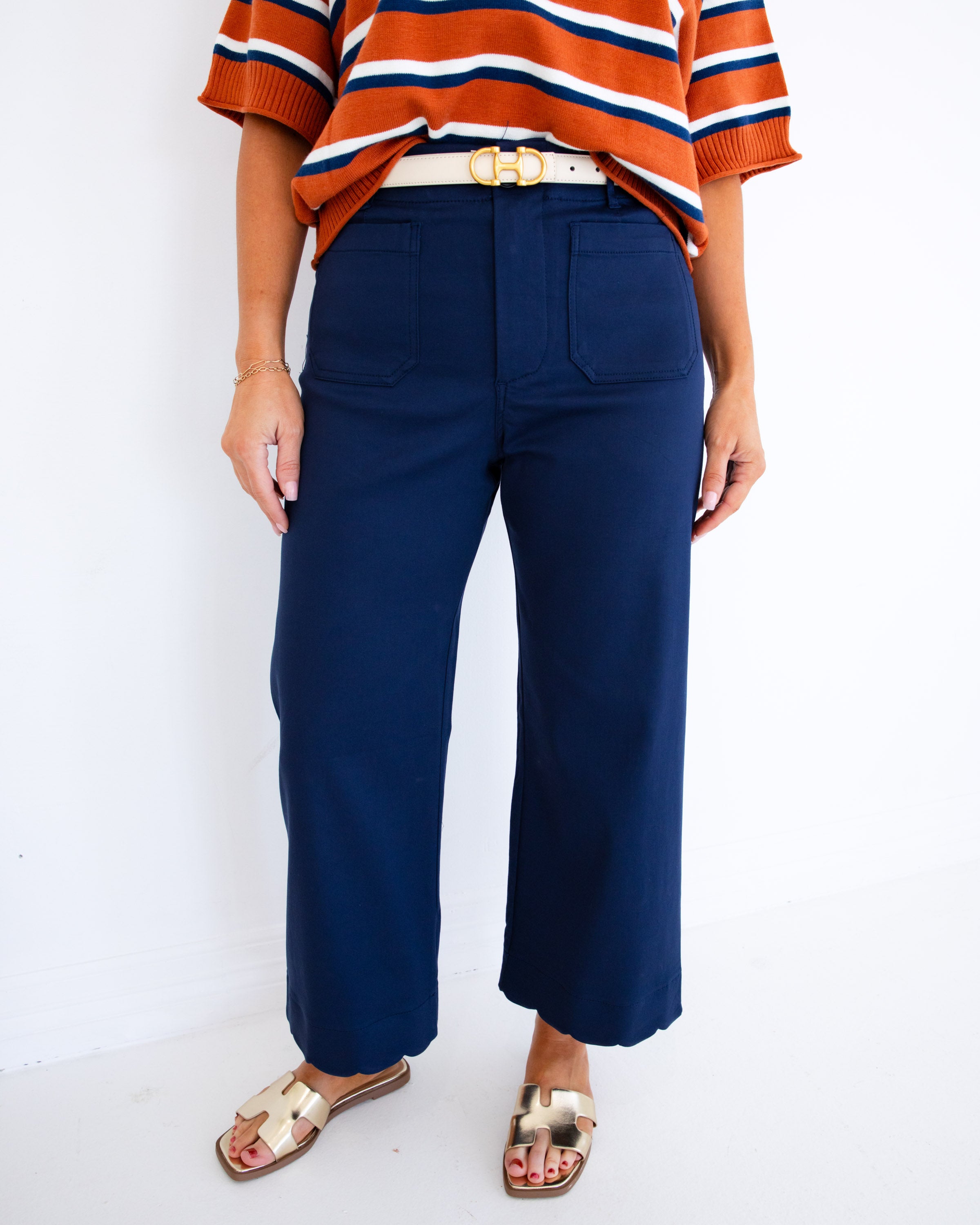 Scallop Hem Wide Leg Pants