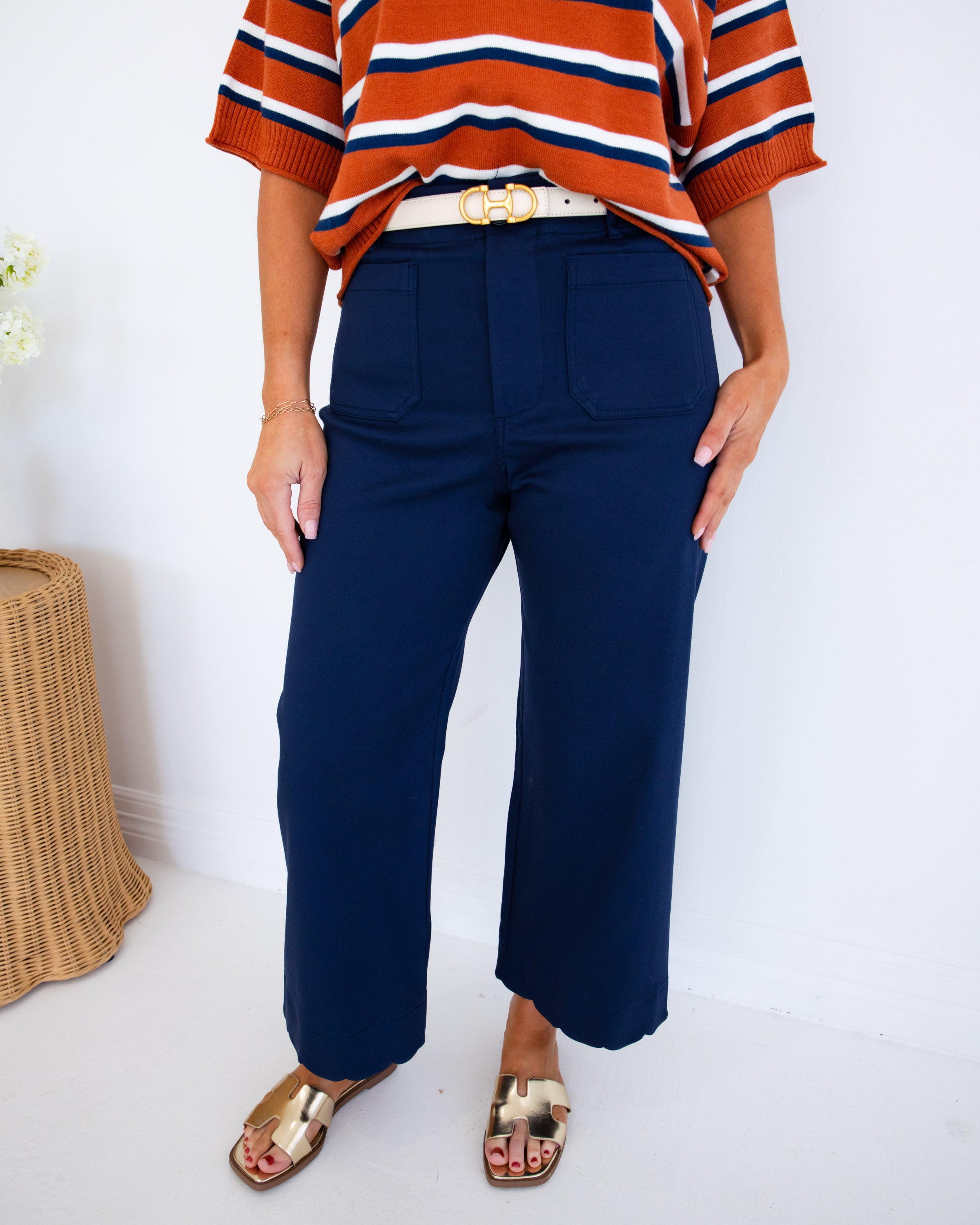 Scallop Hem Wide Leg Pants