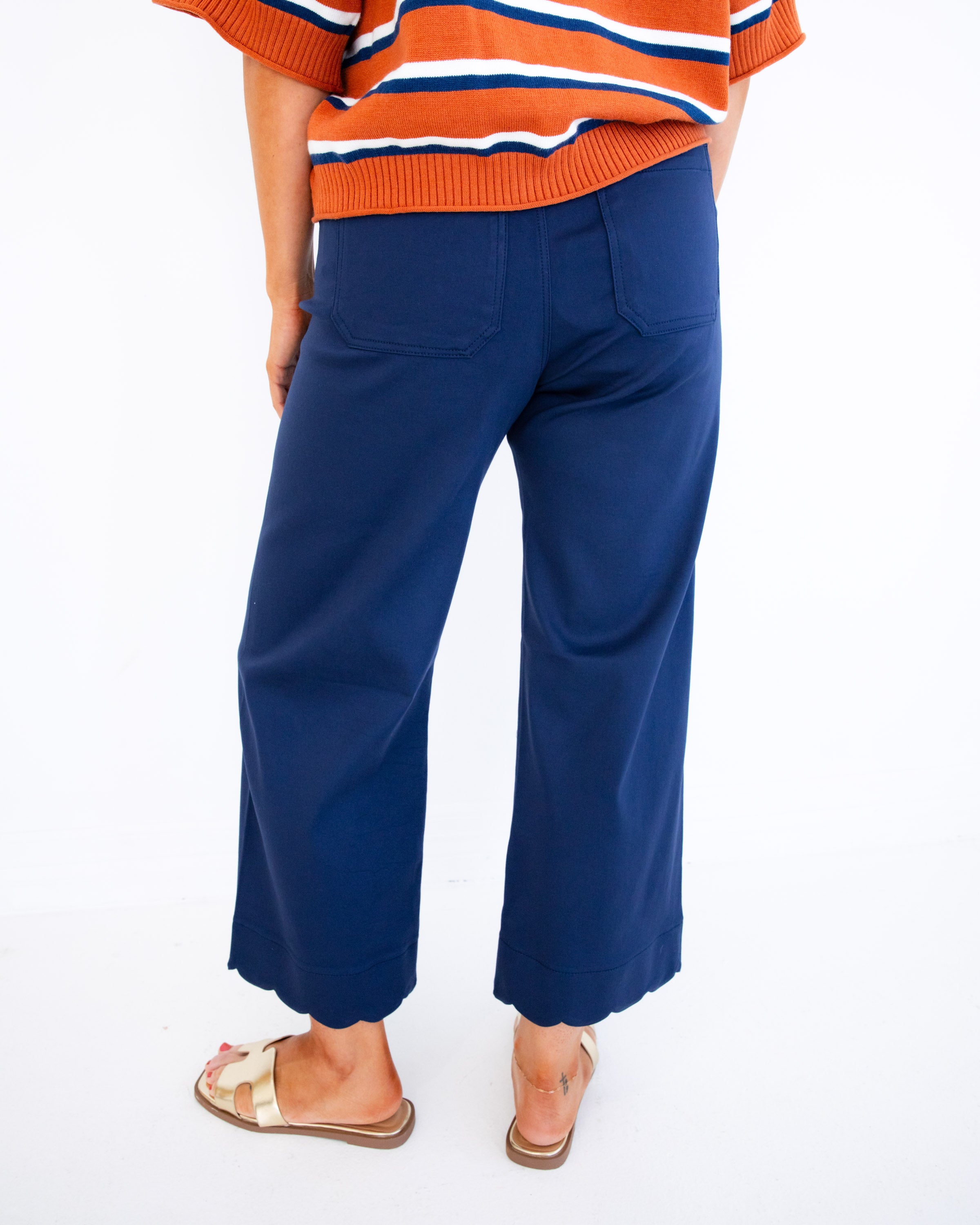 Scallop Hem Wide Leg Pants