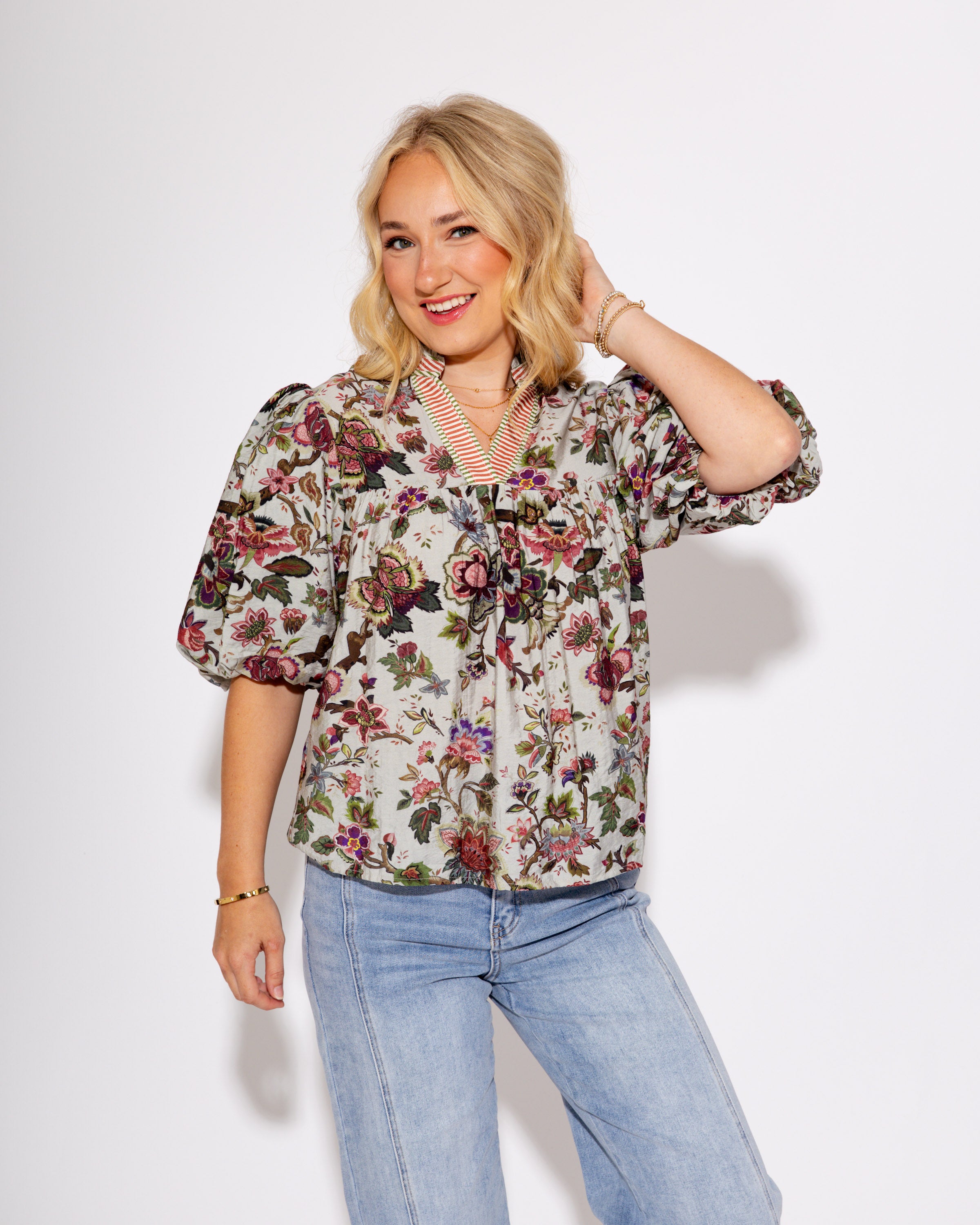 THML | Puff Sleeve Floral Top