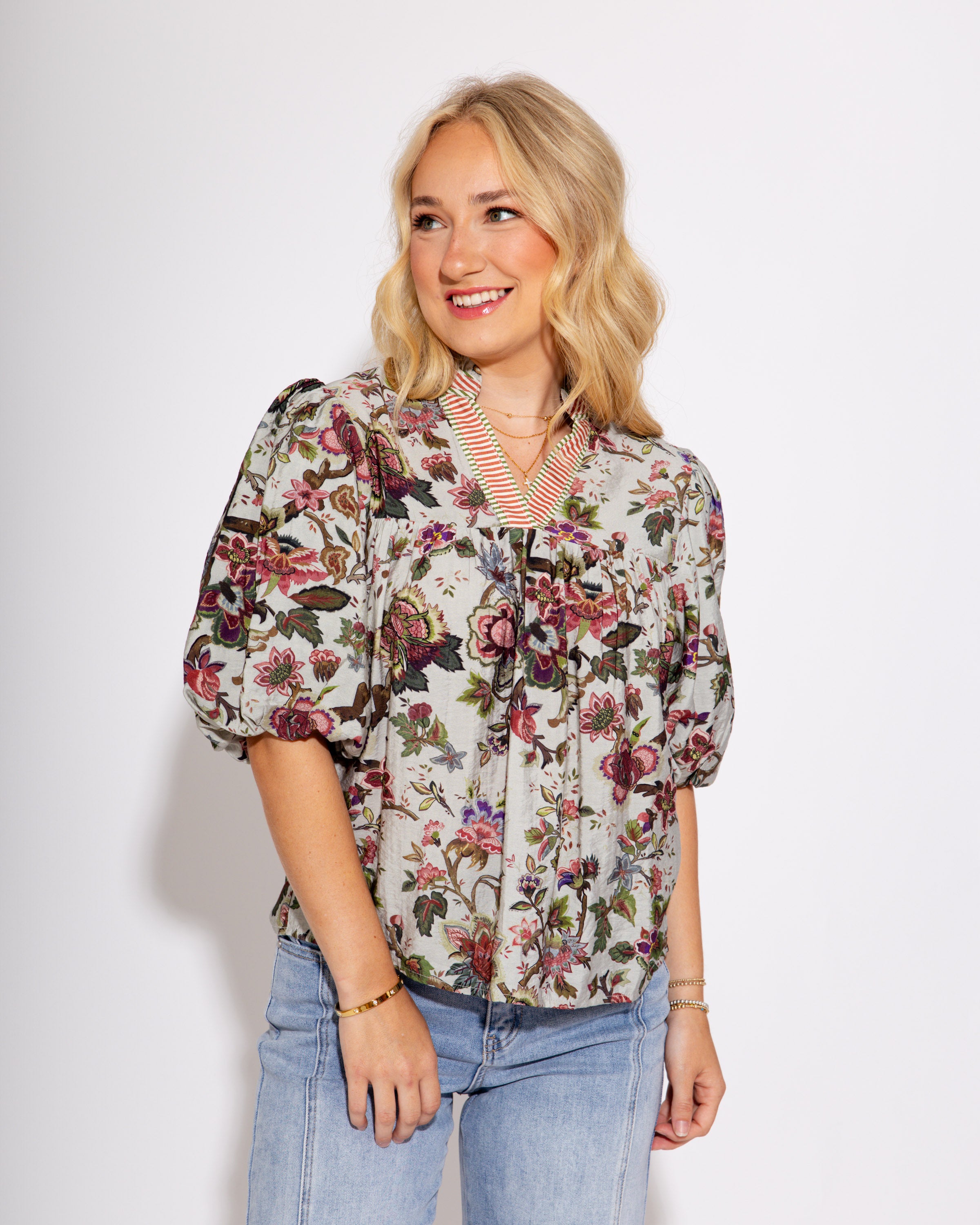THML | Puff Sleeve Floral Top