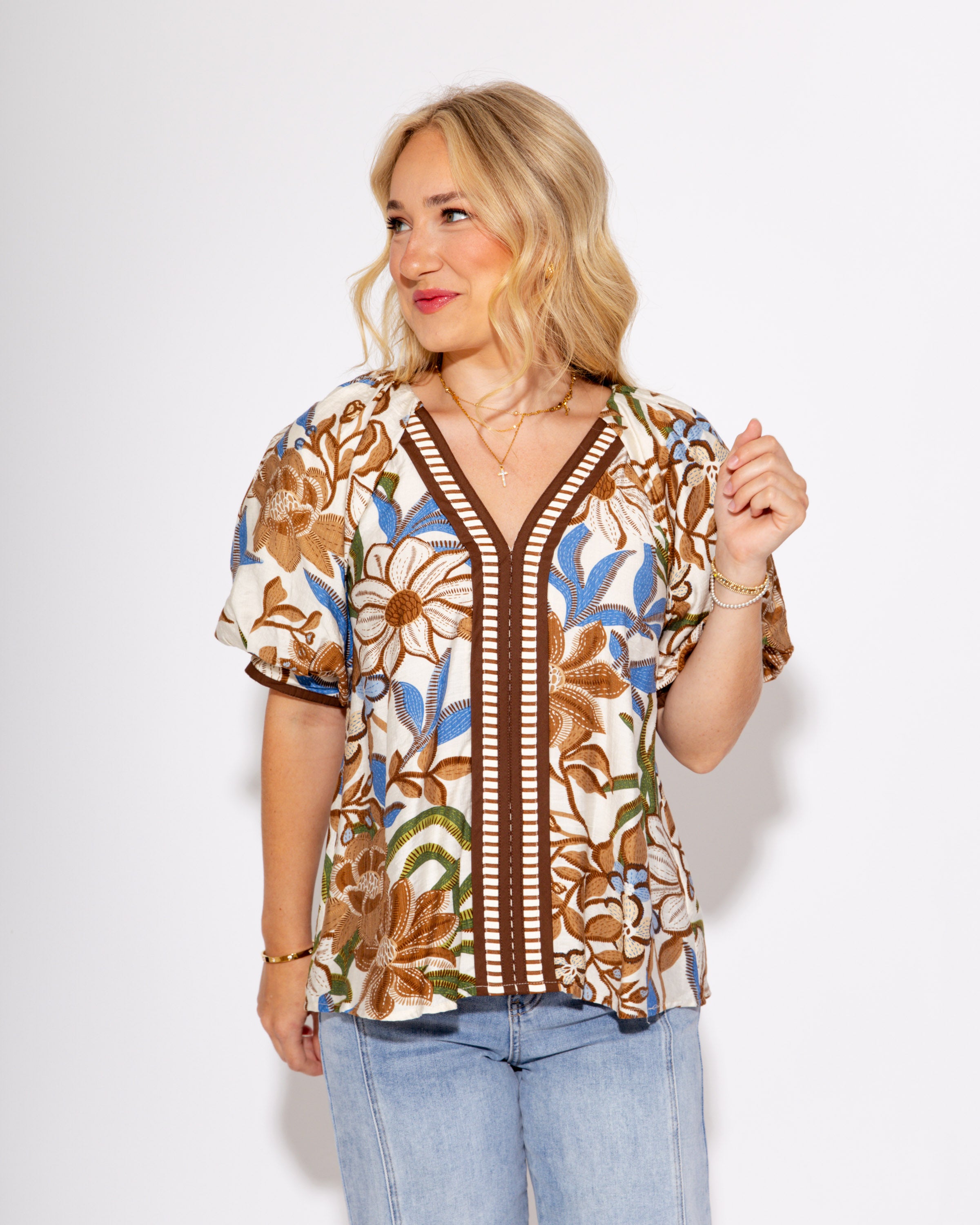 The Garden Stripe V-Neck Top