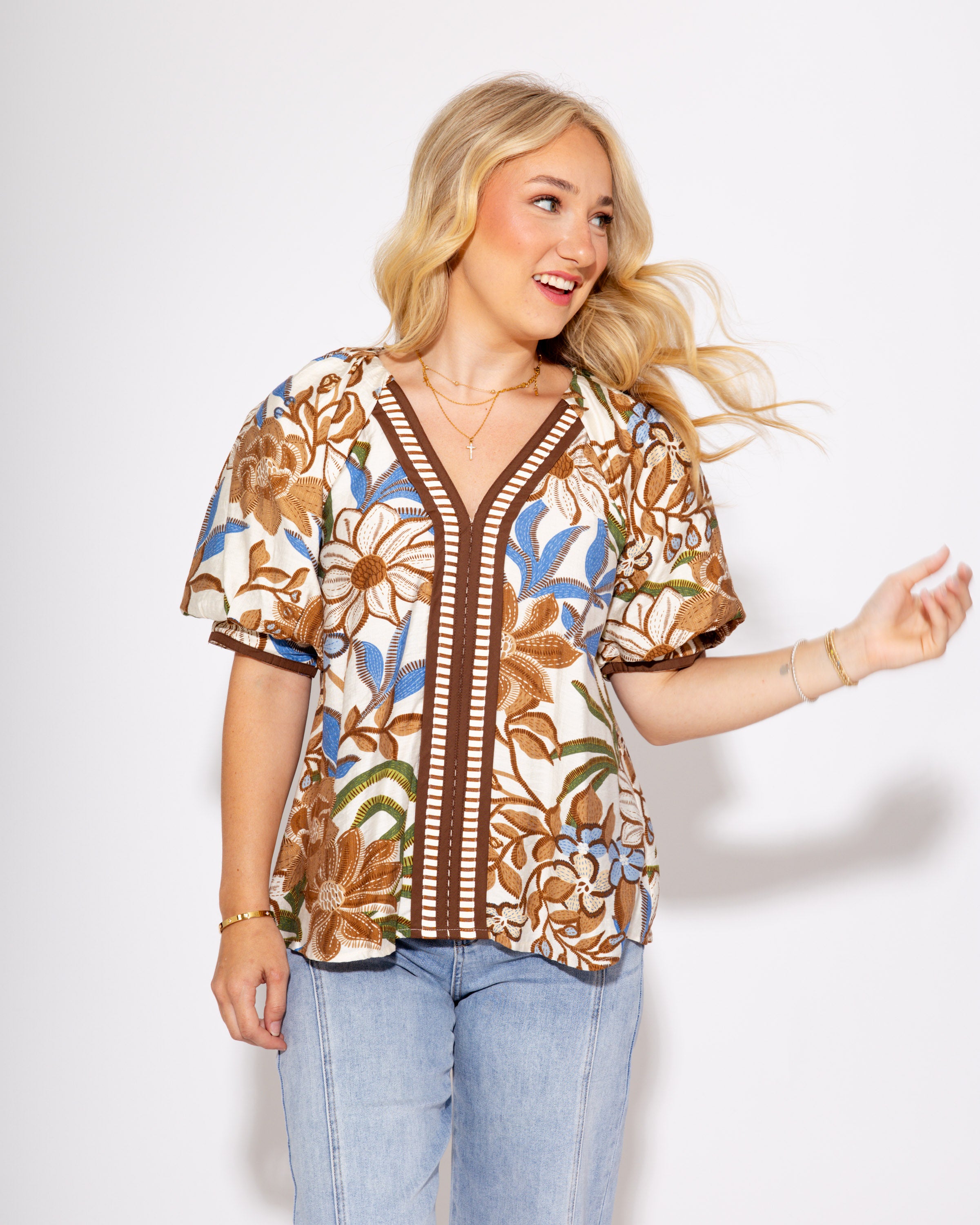 The Garden Stripe V-Neck Top